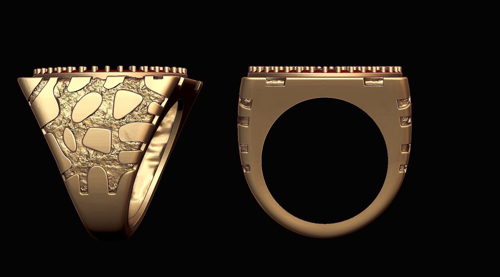 Wings of Victory Gold Coin Nugget Ring 3D print model_4