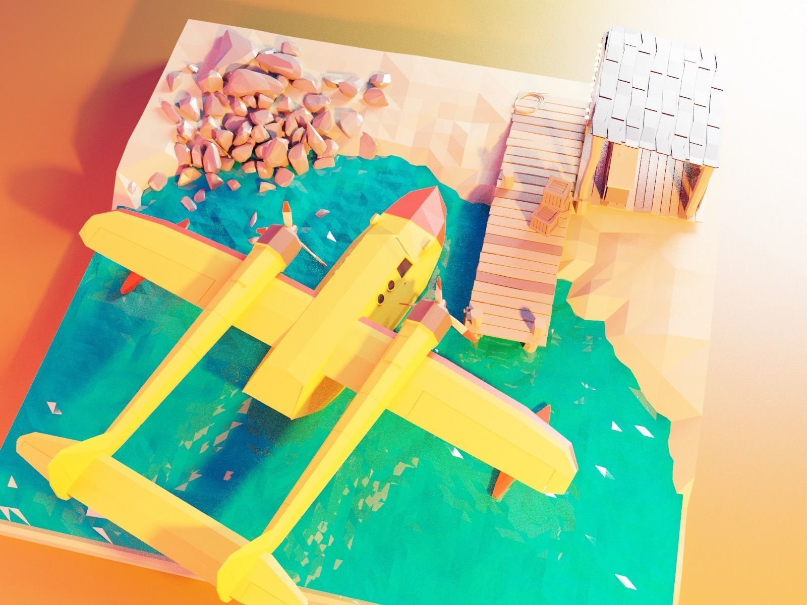 Cartoon talespin scene 3D model_24