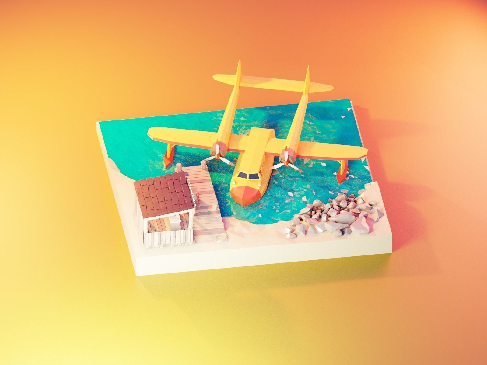 Cartoon talespin scene 3D model_4