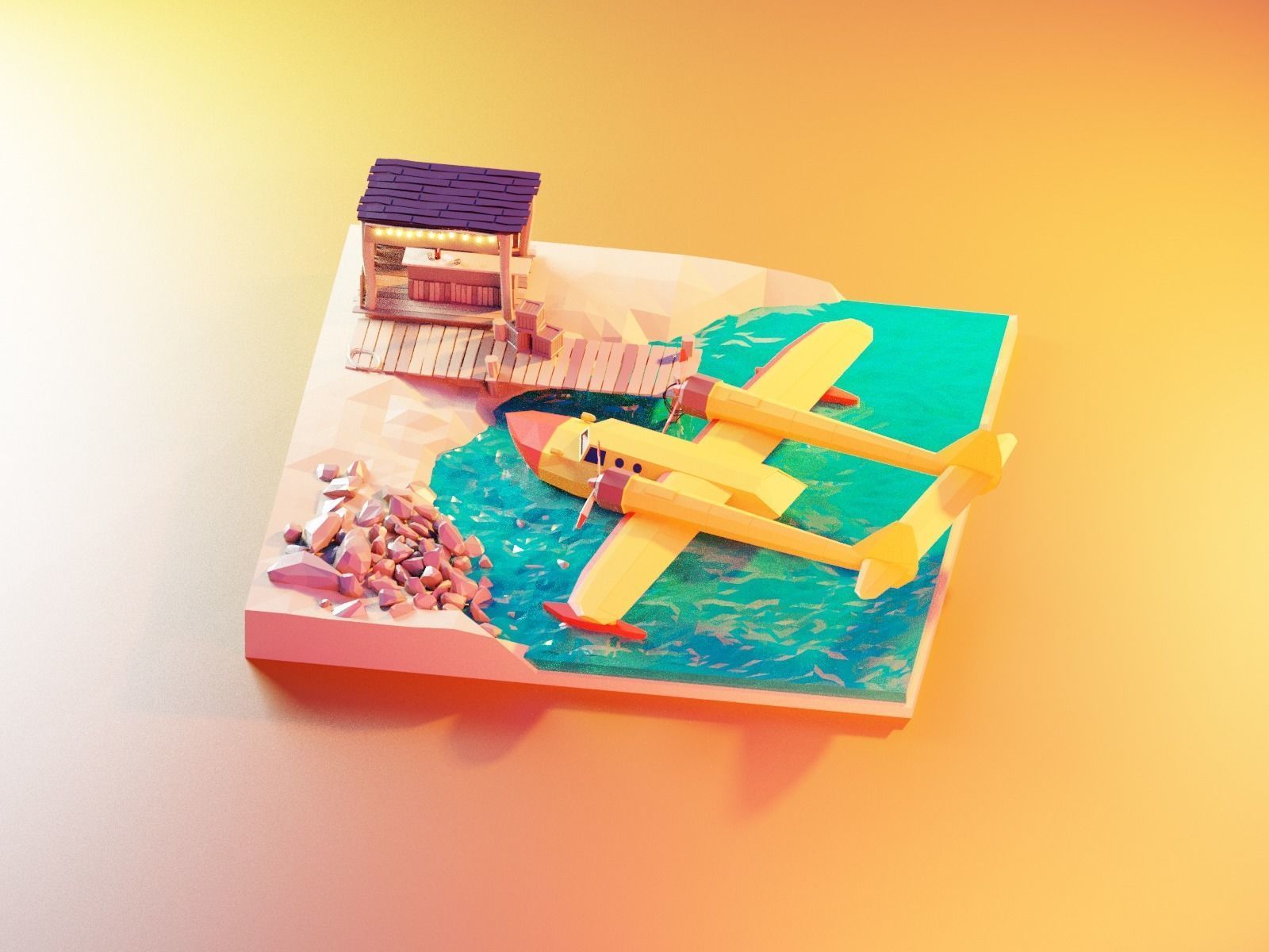 Cartoon talespin scene 3D model_18