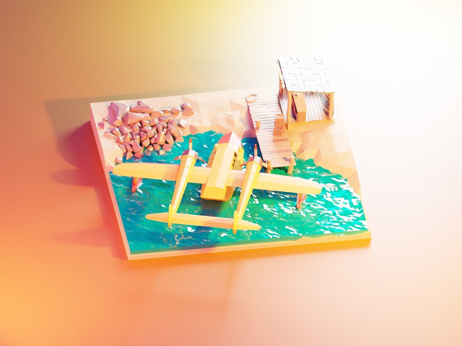 Cartoon talespin scene 3D model_14