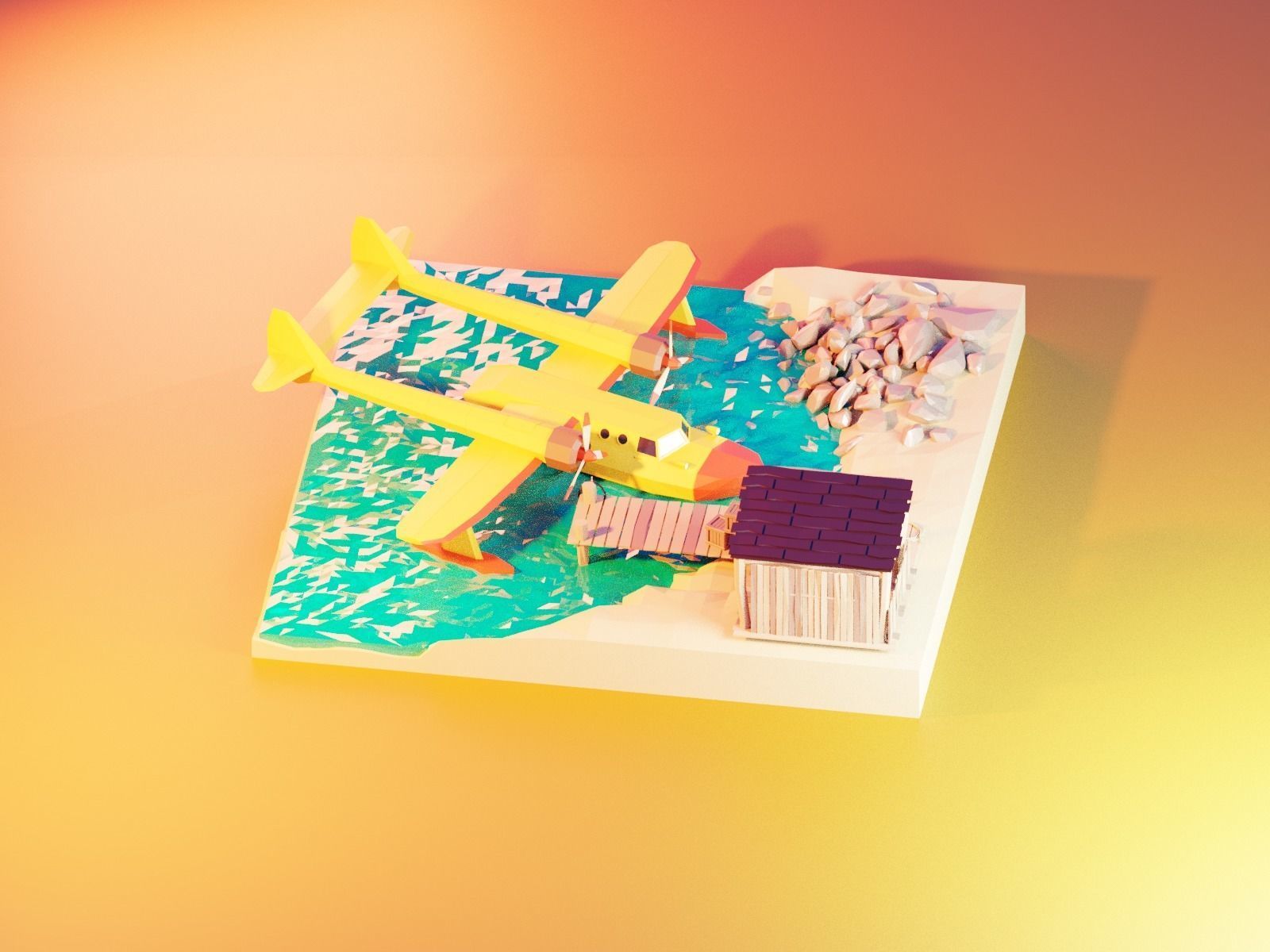 Cartoon talespin scene 3D model_8