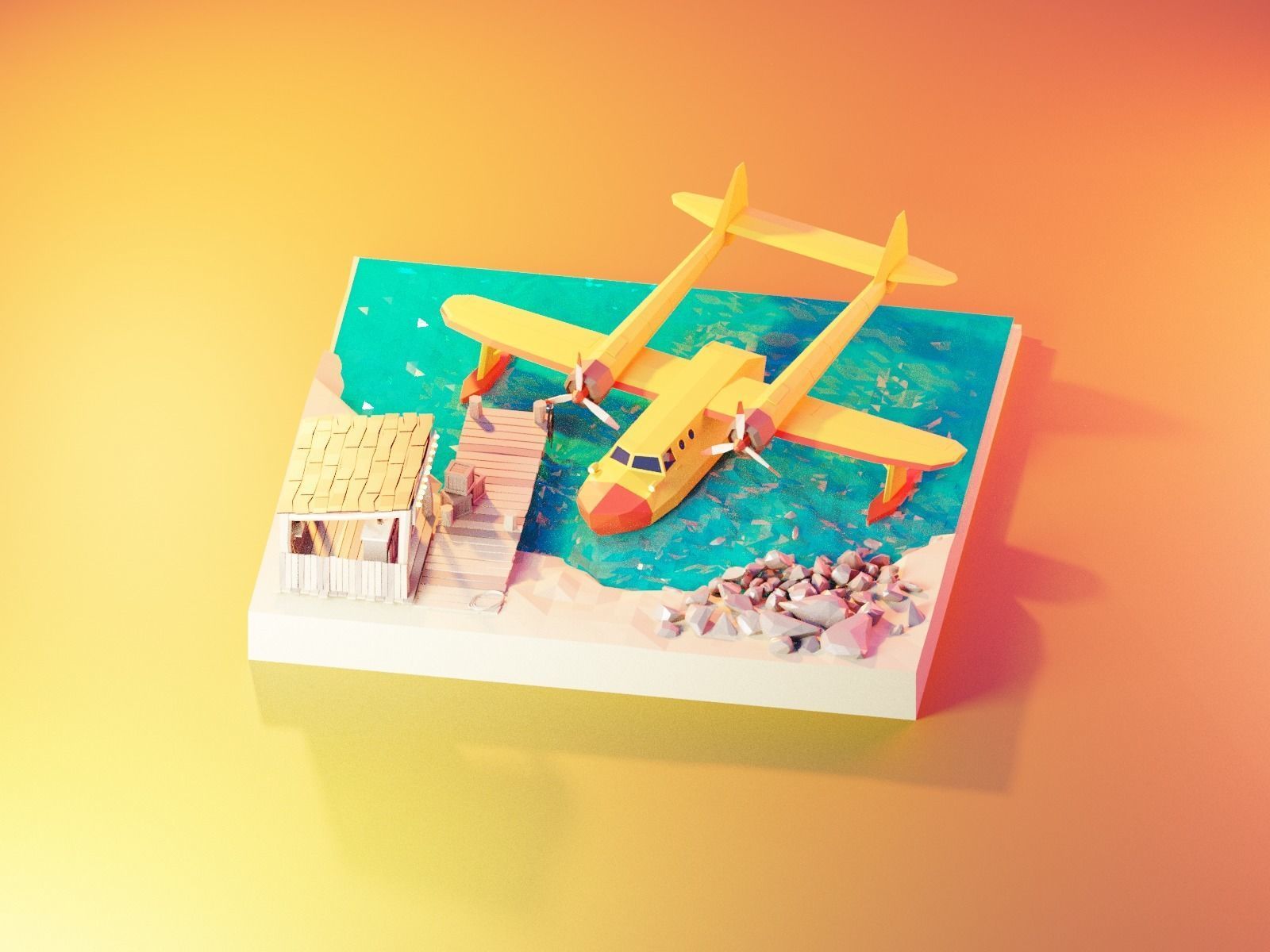 Cartoon talespin scene 3D model_3