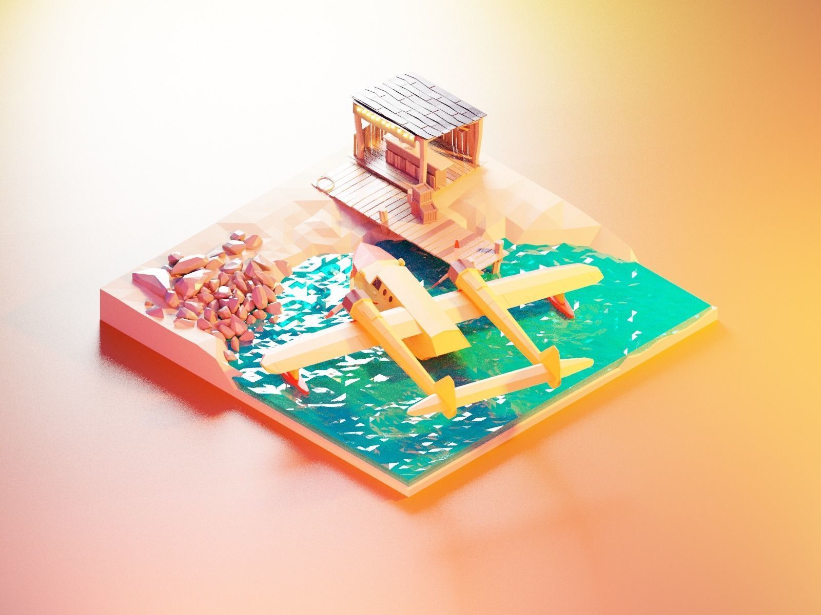 Cartoon talespin scene 3D model_16