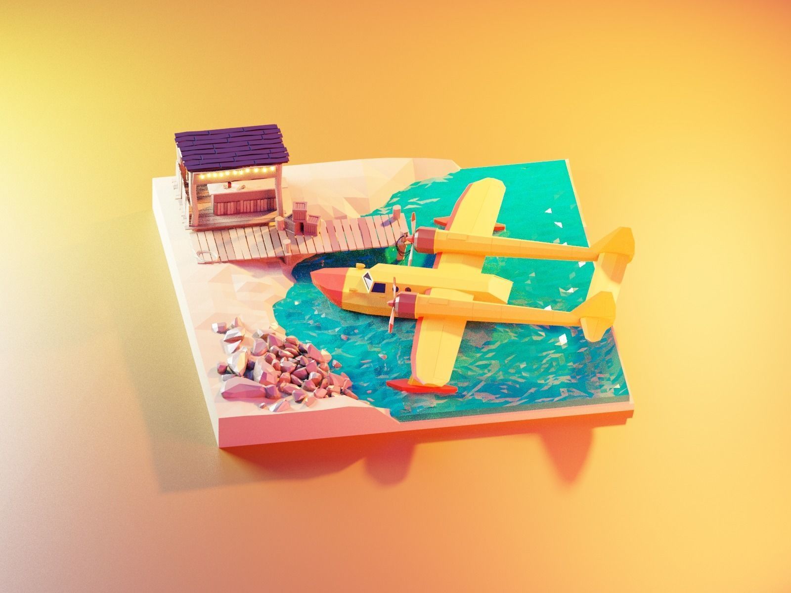 Cartoon talespin scene 3D model_19