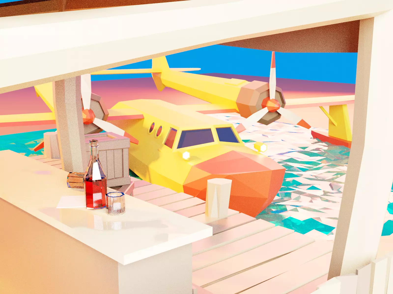 Cartoon talespin scene 3D model_0