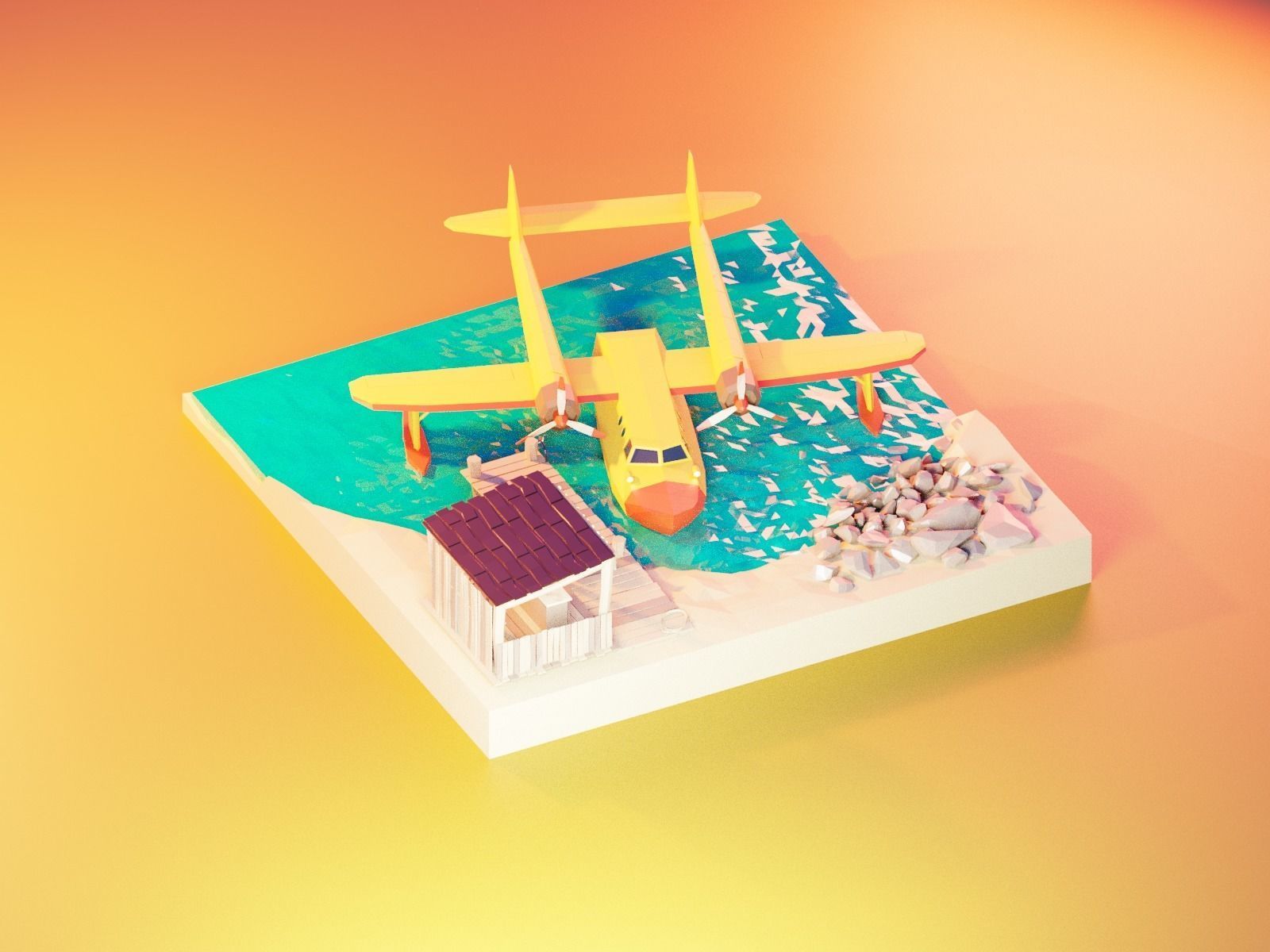 Cartoon talespin scene 3D model_5