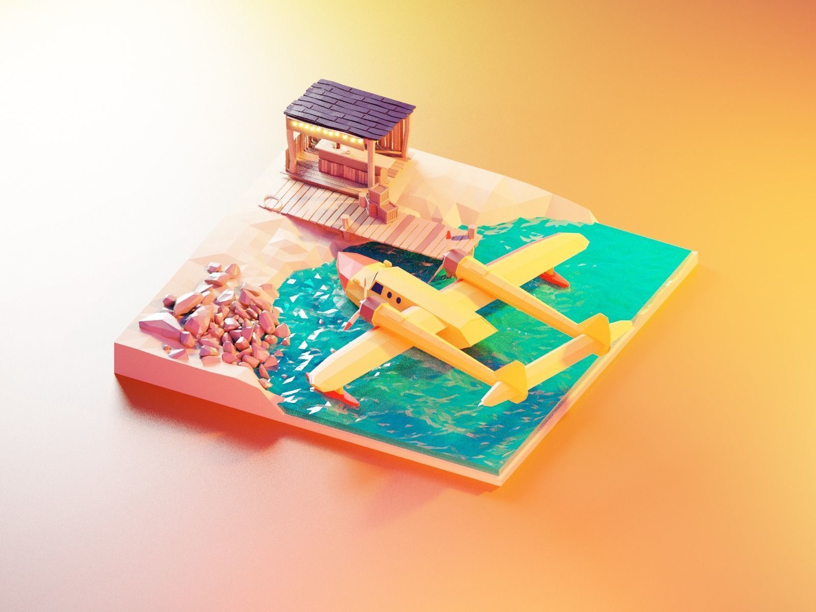 Cartoon talespin scene 3D model_17