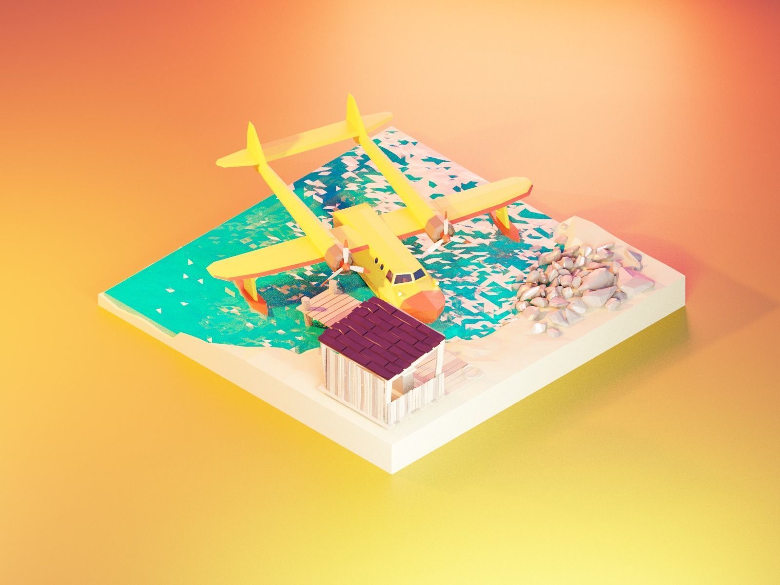 Cartoon talespin scene 3D model_6