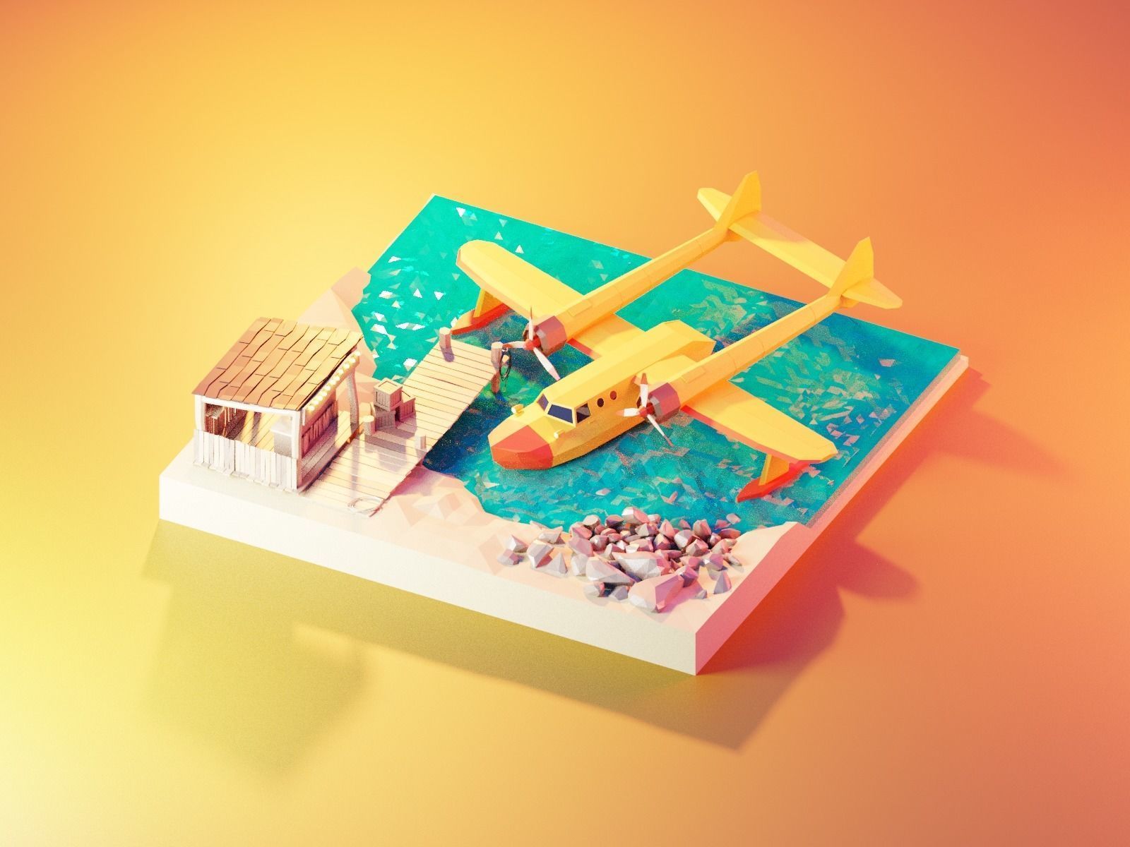 Cartoon talespin scene 3D model_2