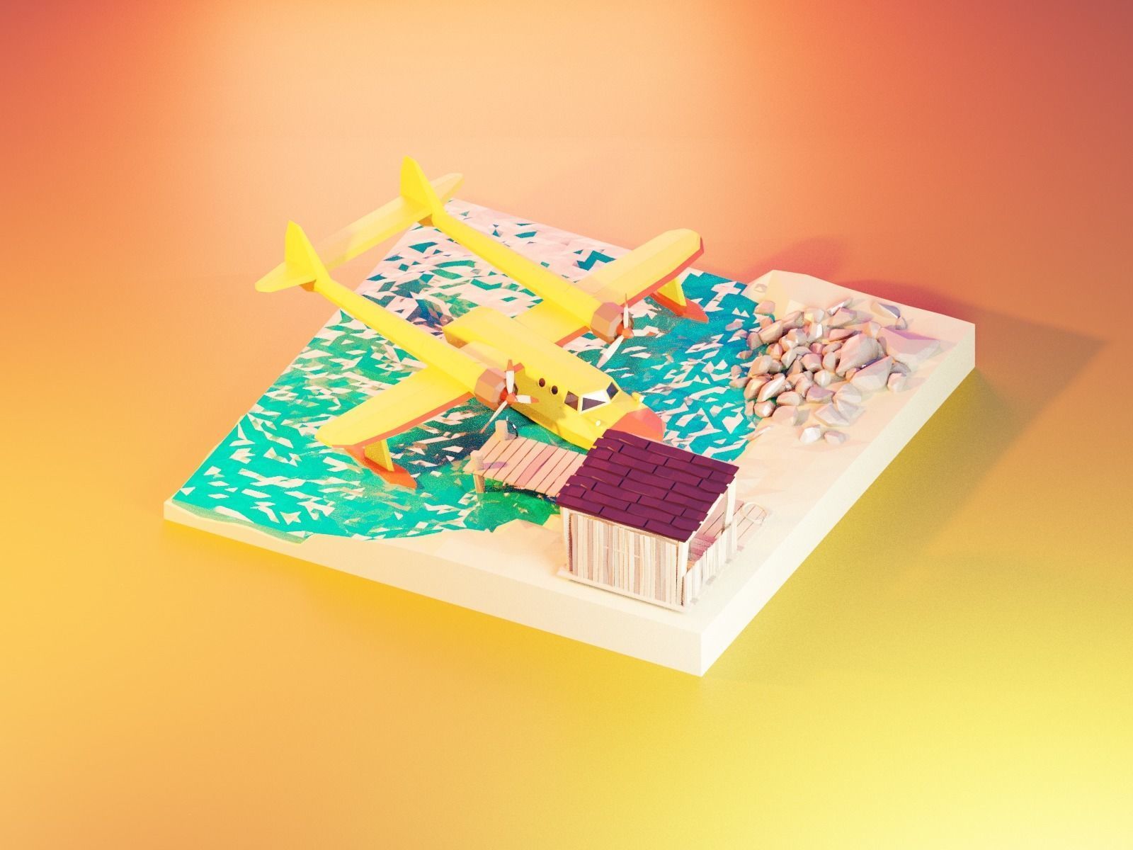 Cartoon talespin scene 3D model_7