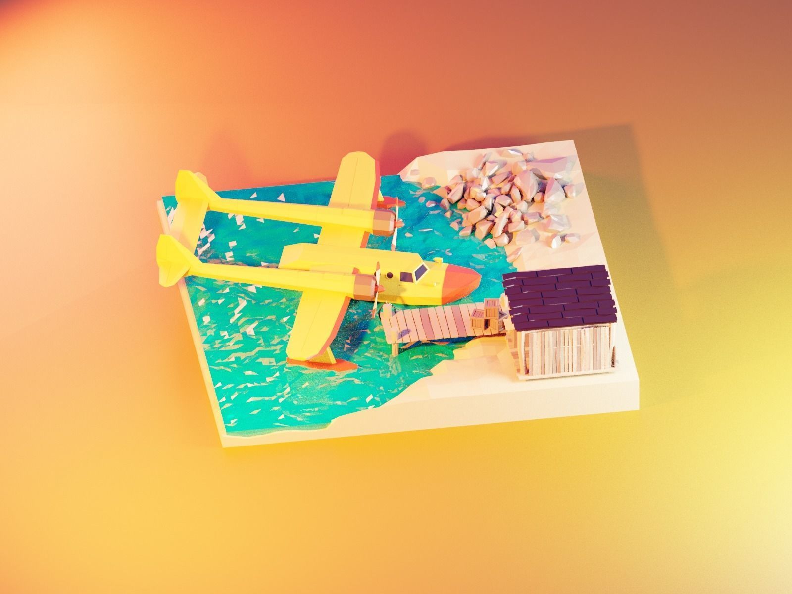 Cartoon talespin scene 3D model_9