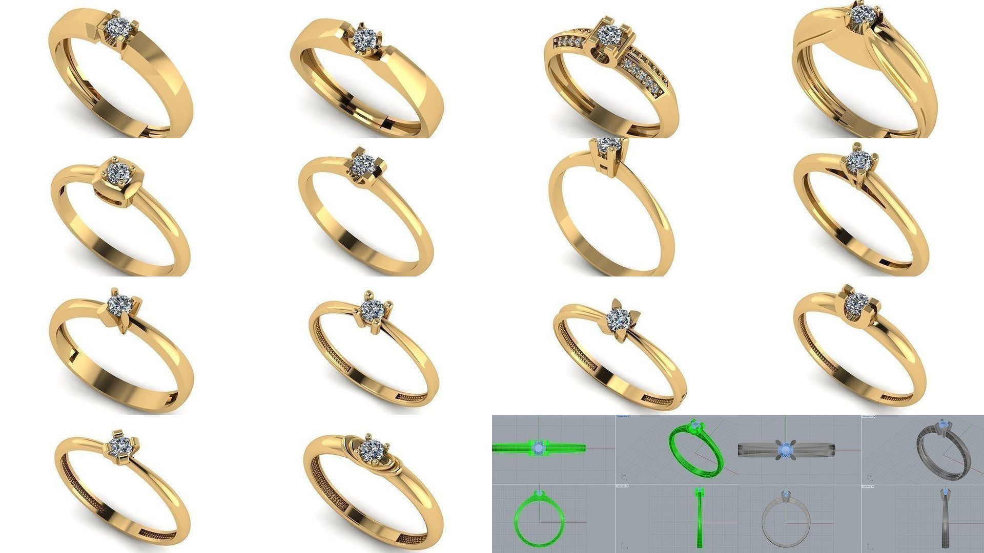 Engagement ring collection 30 pieces 3D model _1