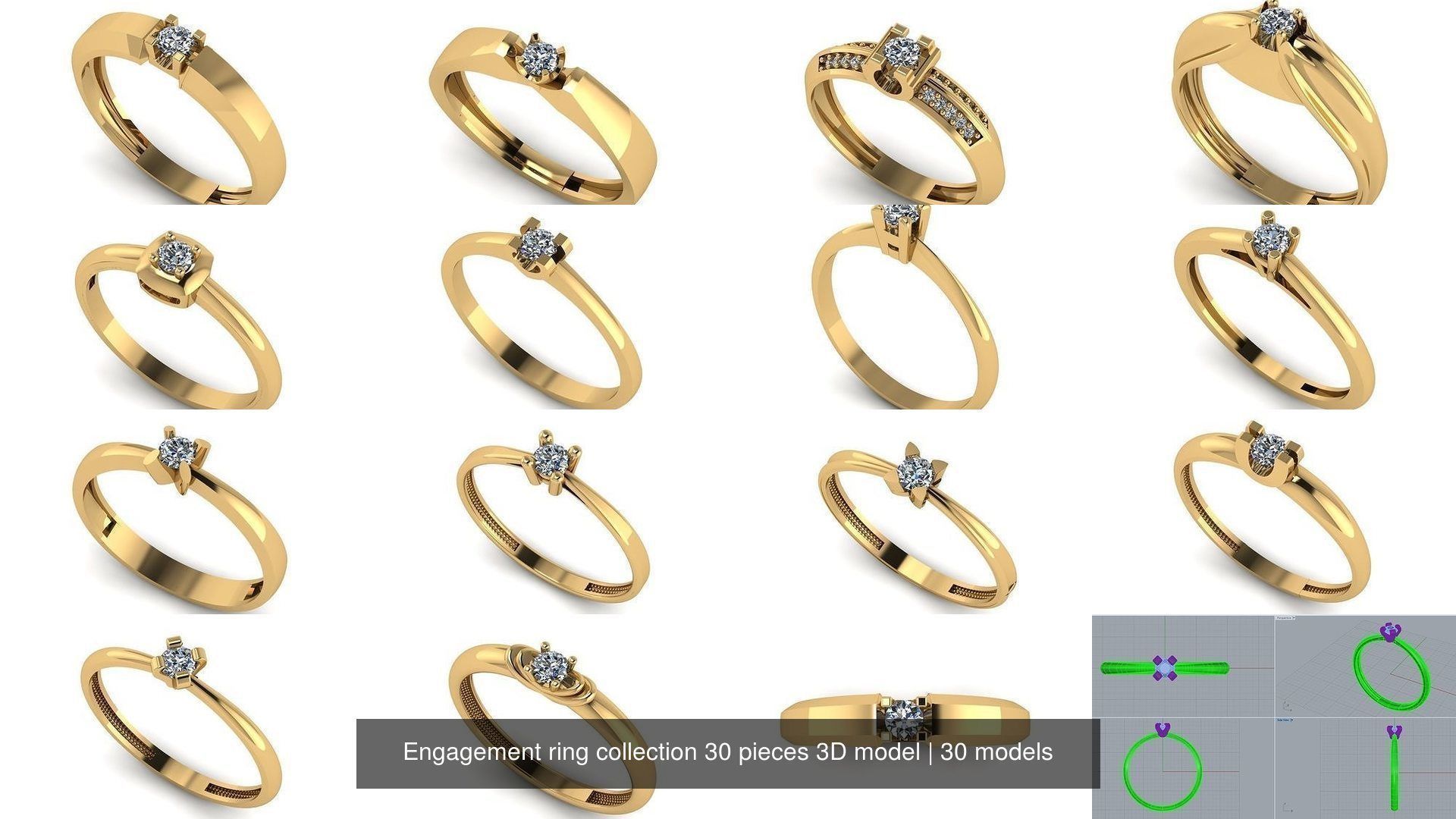Engagement ring collection 30 pieces 3D model _2