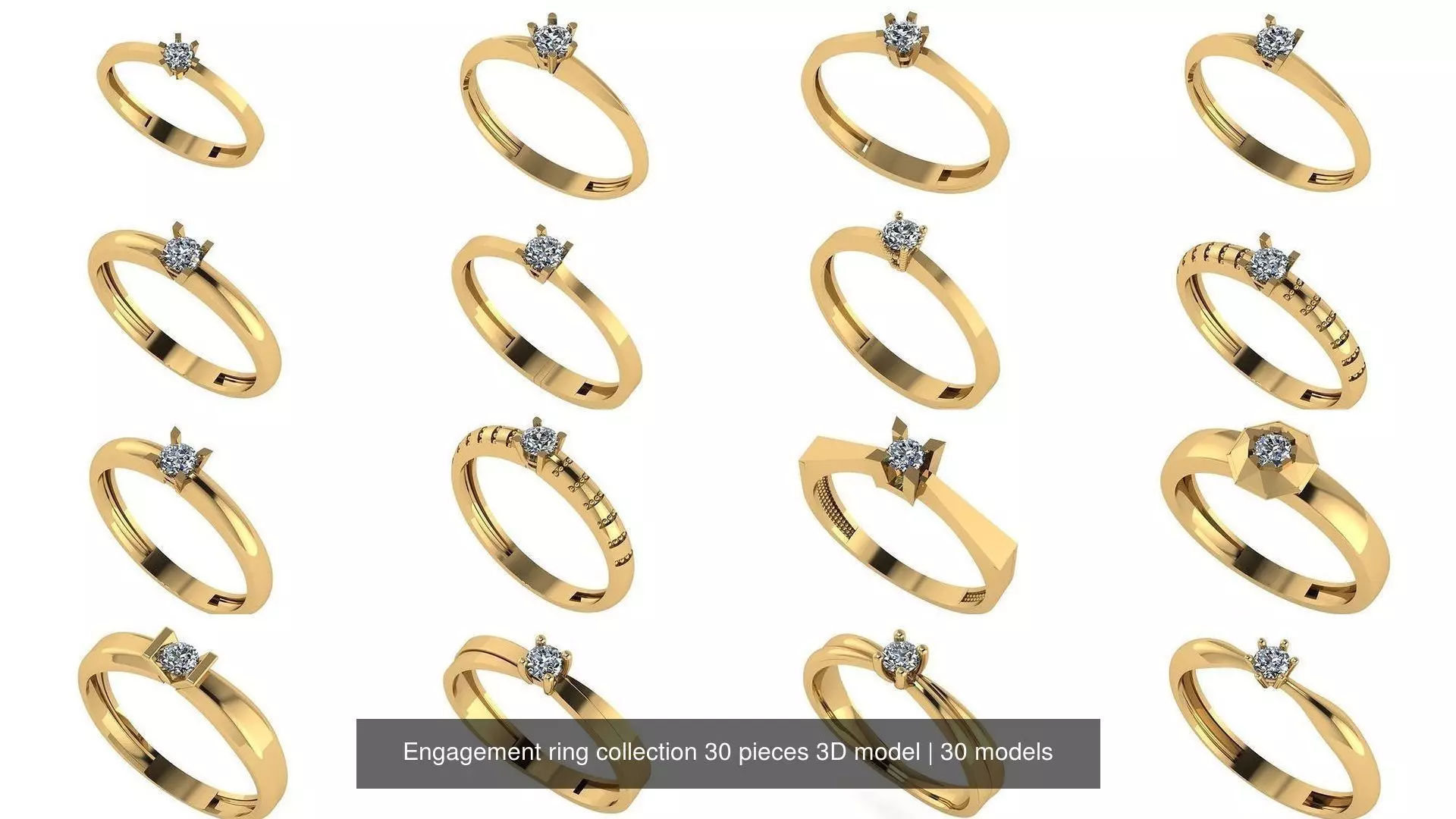 Engagement ring collection 30 pieces 3D model _0