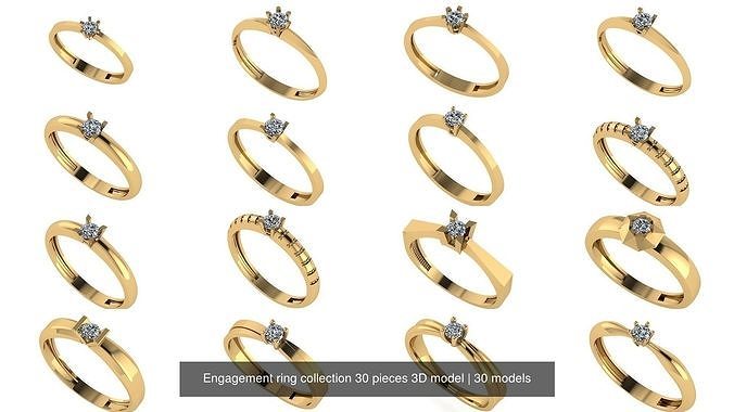 Engagement ring collection 30 pieces 3D model 