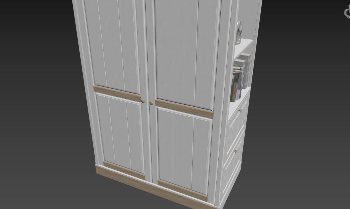 Bedroom set bookcase with two doors 3D Model Collection_61