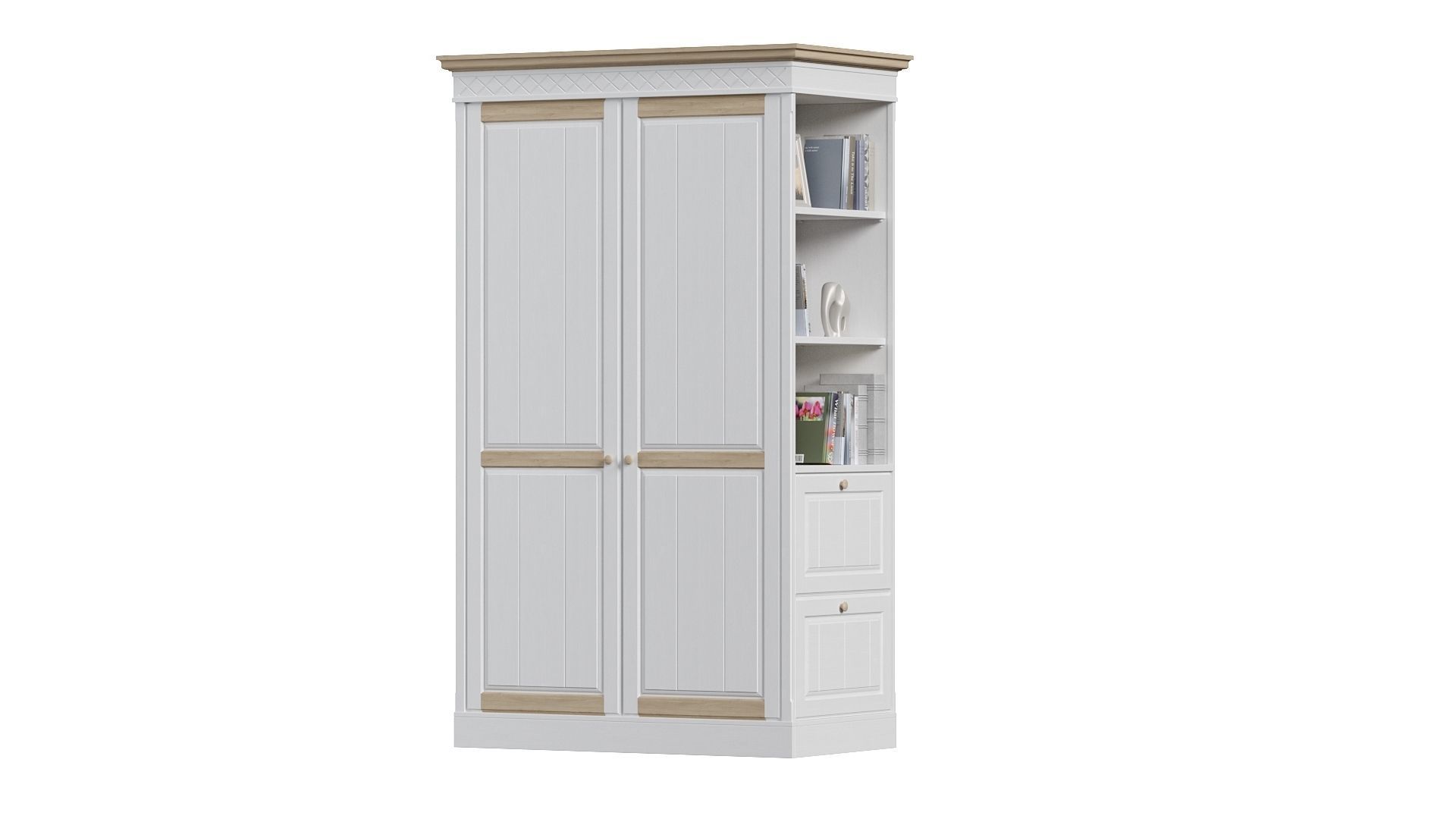 Bedroom set bookcase with two doors 3D Model Collection_24