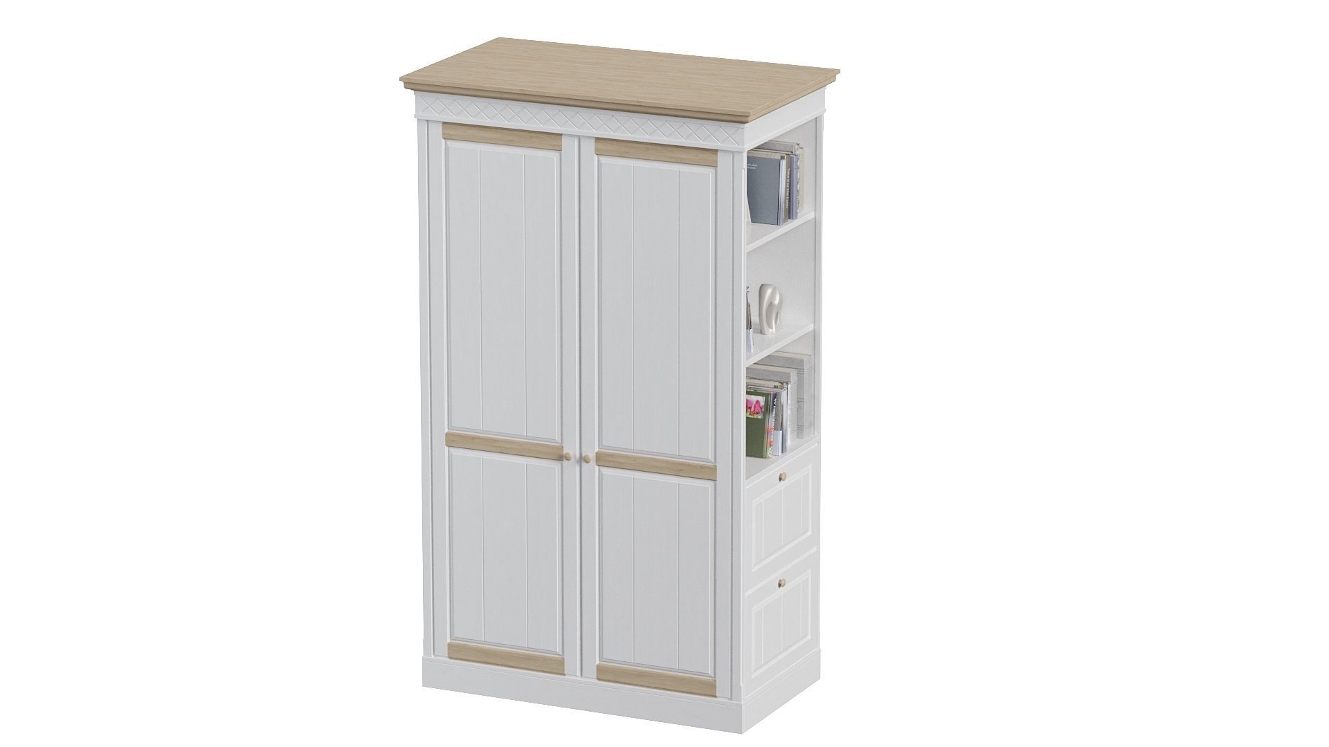 Bedroom set bookcase with two doors 3D Model Collection_20