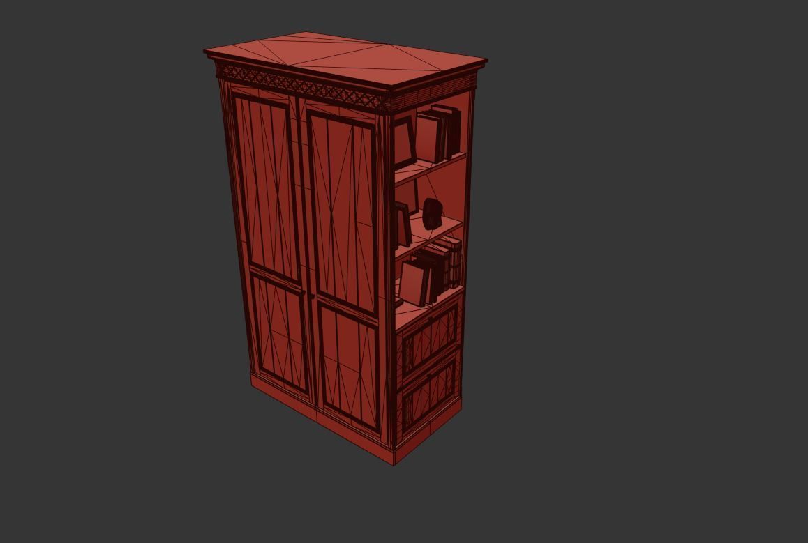 Bedroom set bookcase with two doors 3D Model Collection_53