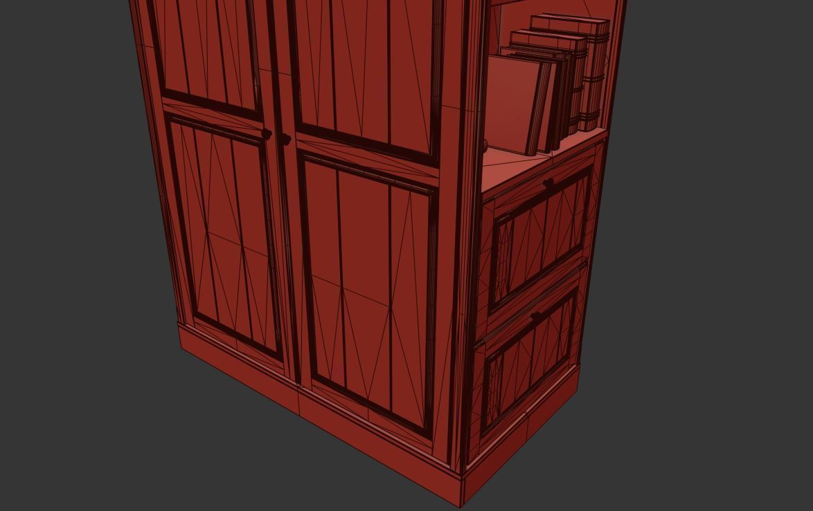 Bedroom set bookcase with two doors 3D Model Collection_70