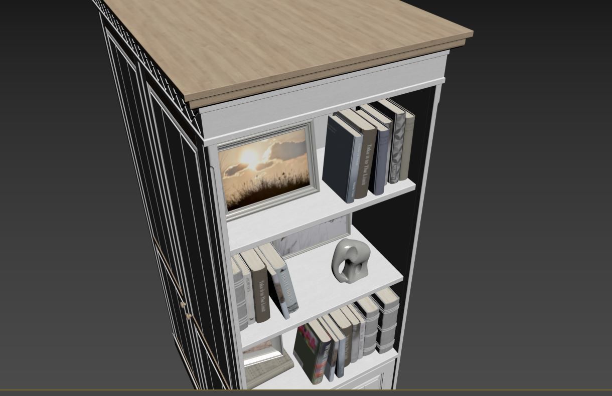 Bedroom set bookcase with two doors 3D Model Collection_62