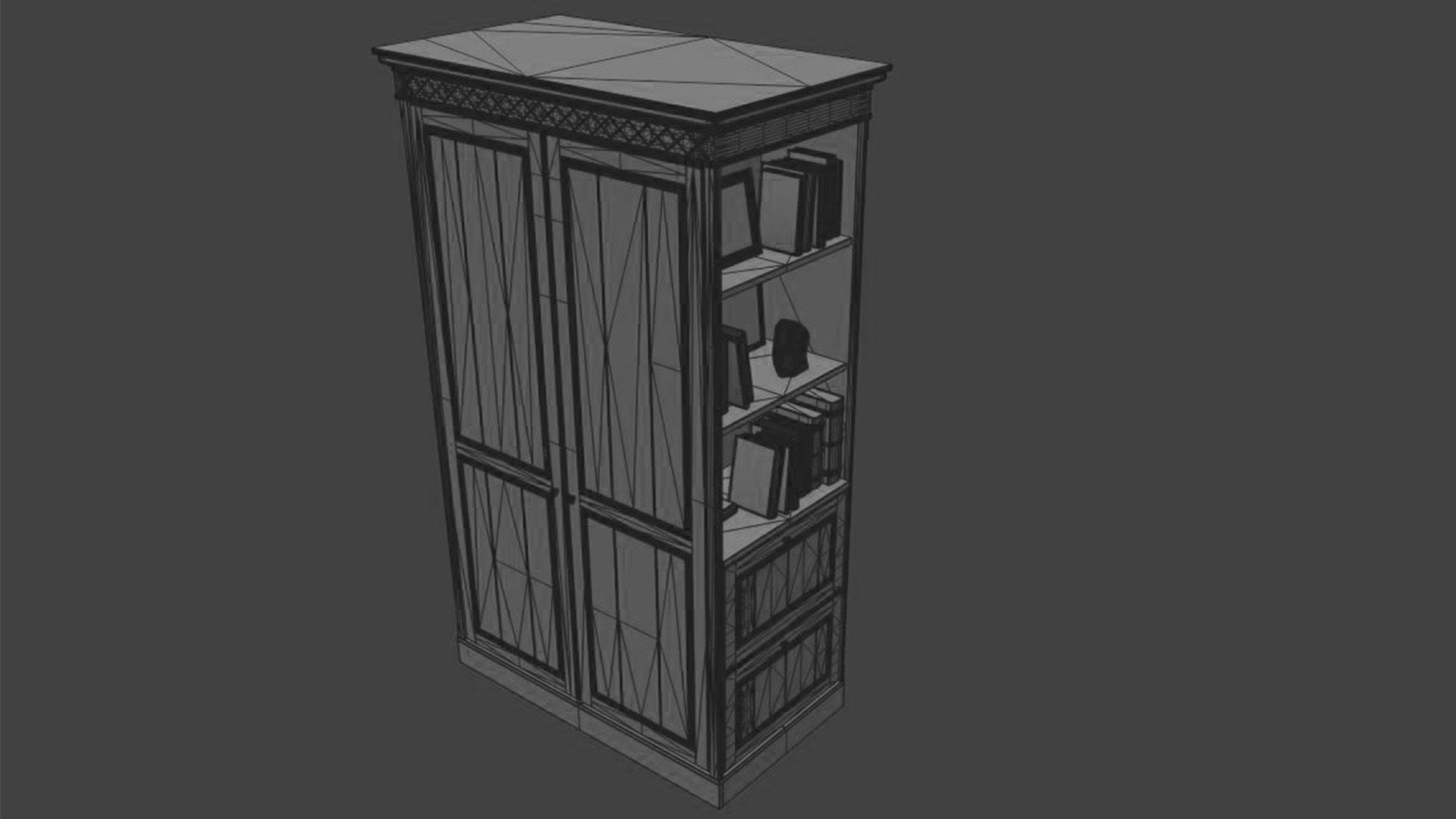 Bedroom set bookcase with two doors 3D Model Collection_78