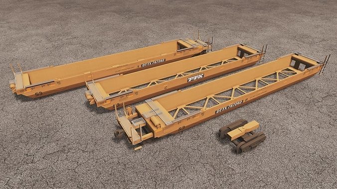 Gunderson Maxi-IV Double Stack Well Cars Low-poly 3D model