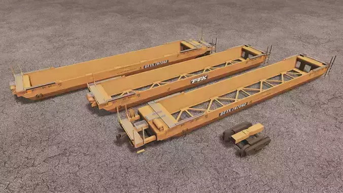 Gunderson Maxi-IV Double Stack Well Cars Low-poly 3D model