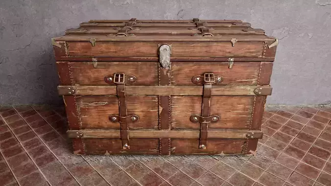 PBR Old Wooden Chest Low Poly