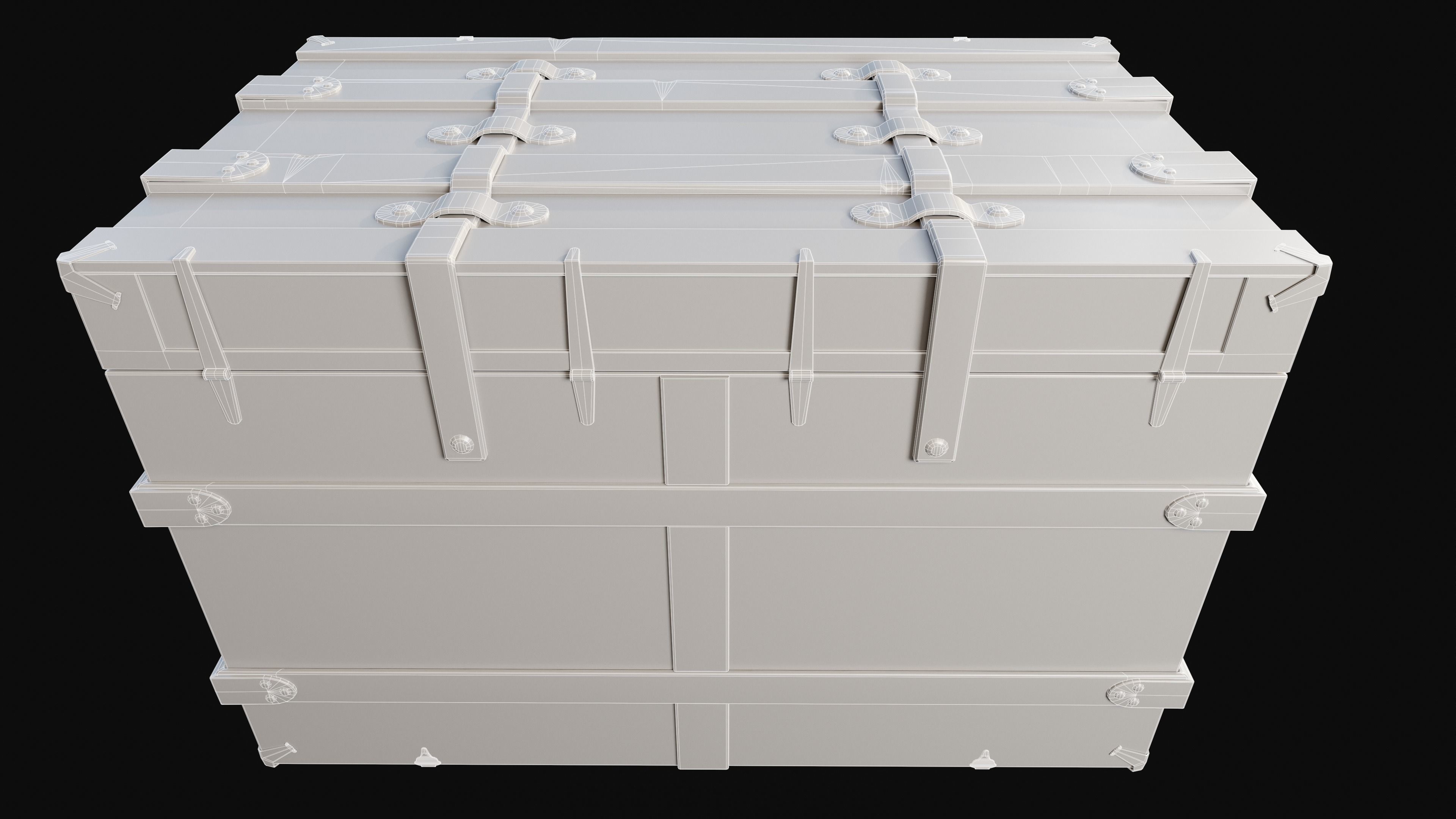 PBR Old Wooden Chest Low Poly Low-poly 3D model_7