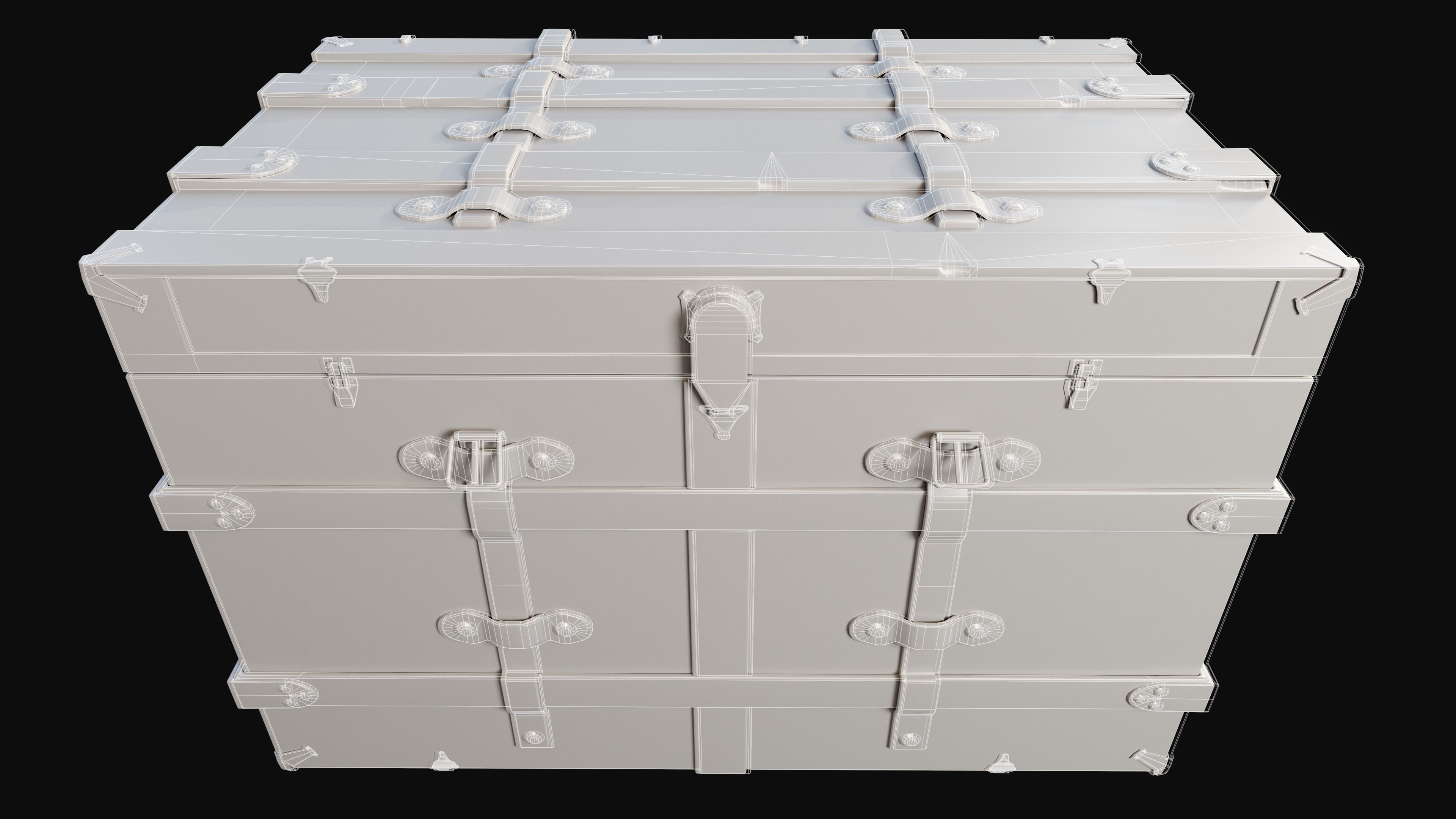 PBR Old Wooden Chest Low Poly Low-poly 3D model_5