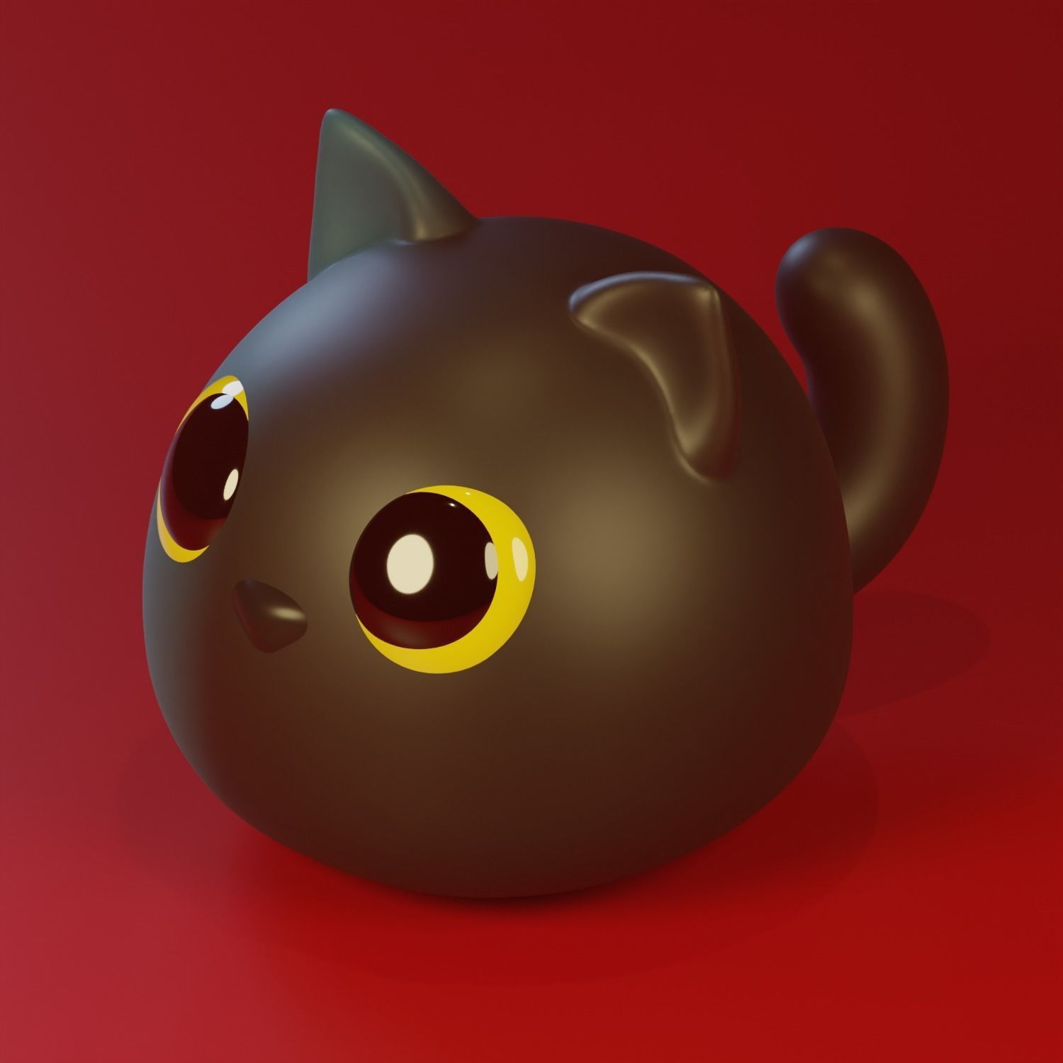 Cat for render and 3d print Low-poly 3D model_1