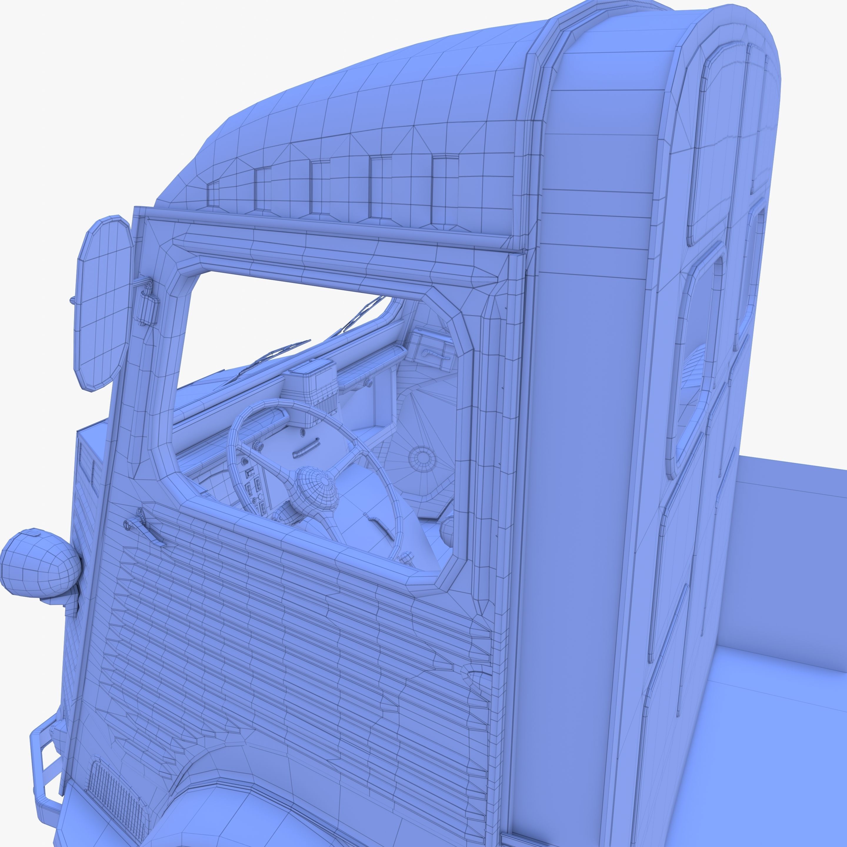 Generic 40s Van Pick Up with interior v3 3D model_32