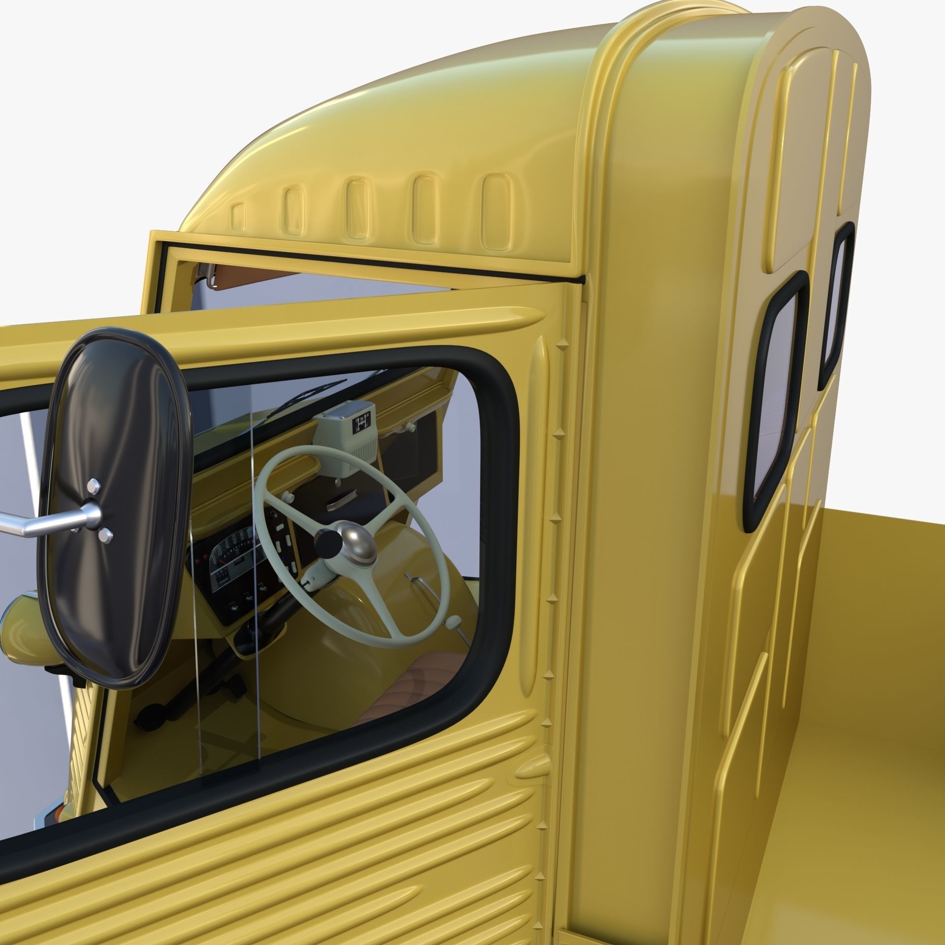 Generic 40s Van Pick Up with interior v3 3D model_21