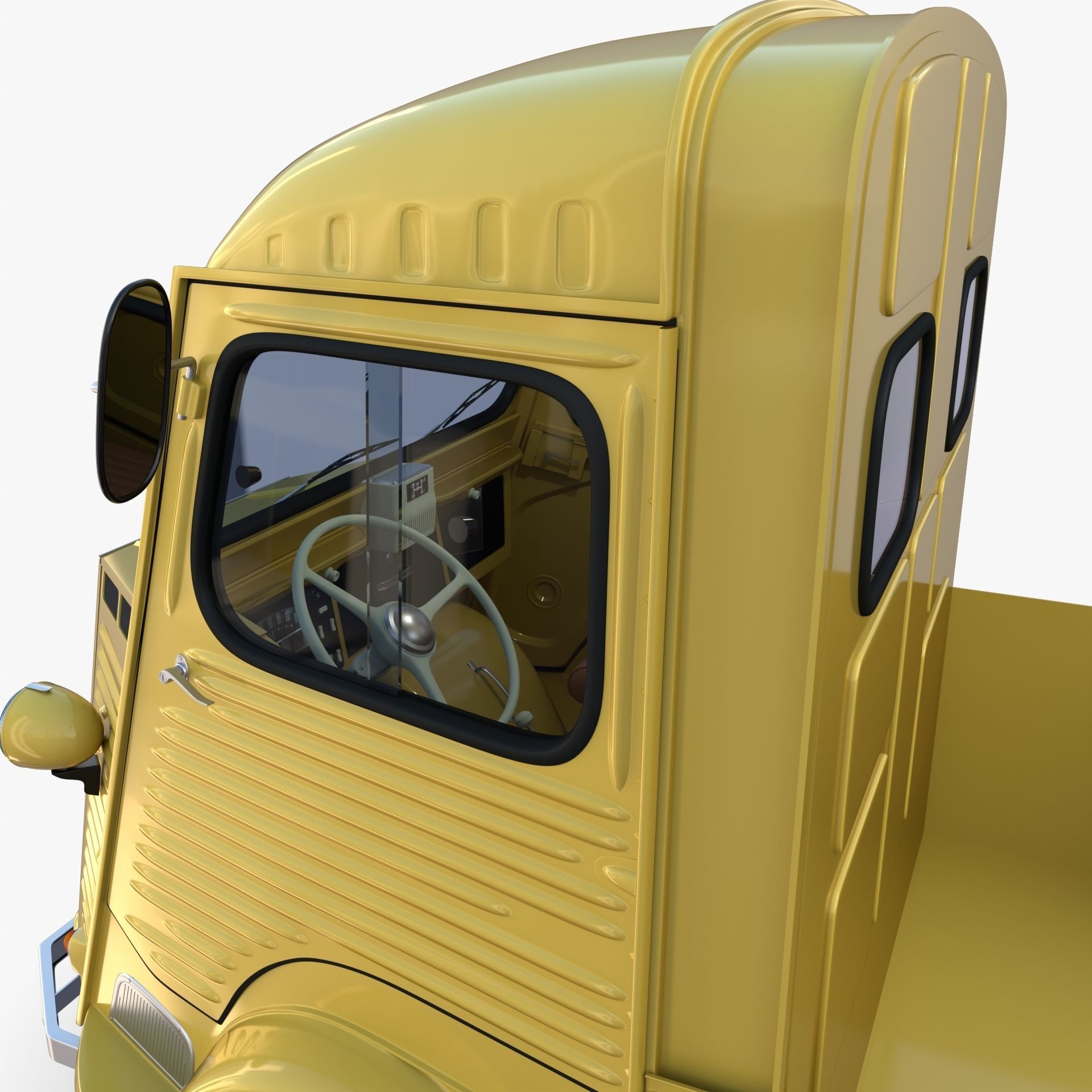 Generic 40s Van Pick Up with interior v3 3D model_8