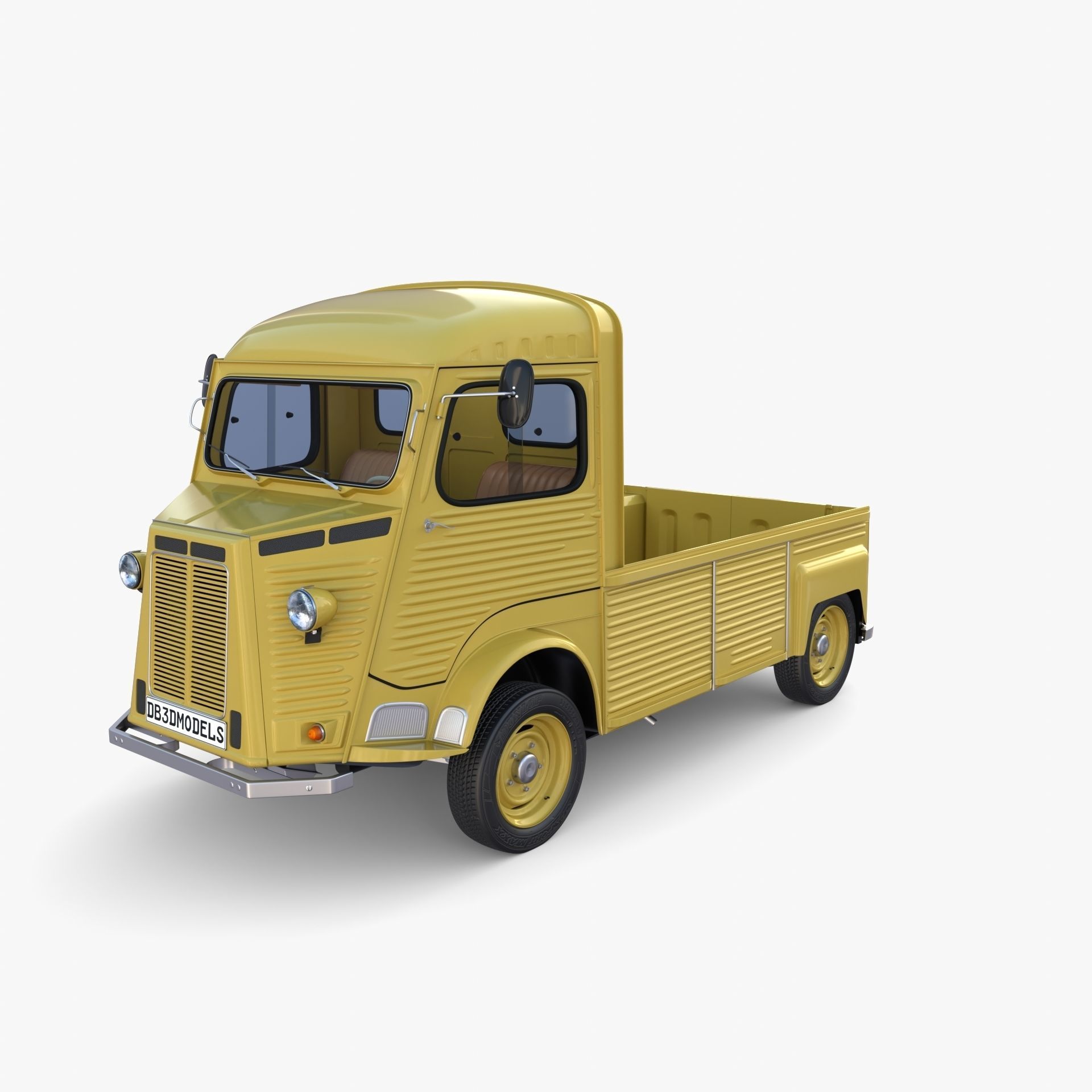 Generic 40s Van Pick Up with interior v3 3D model_2