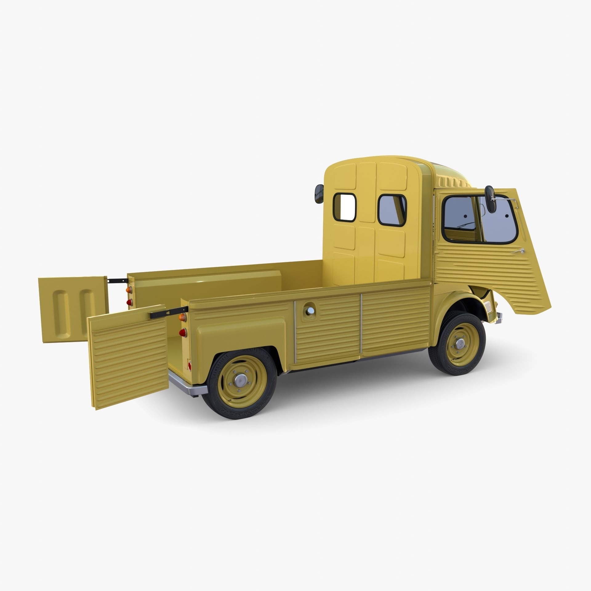 Generic 40s Van Pick Up with interior v3 3D model_16