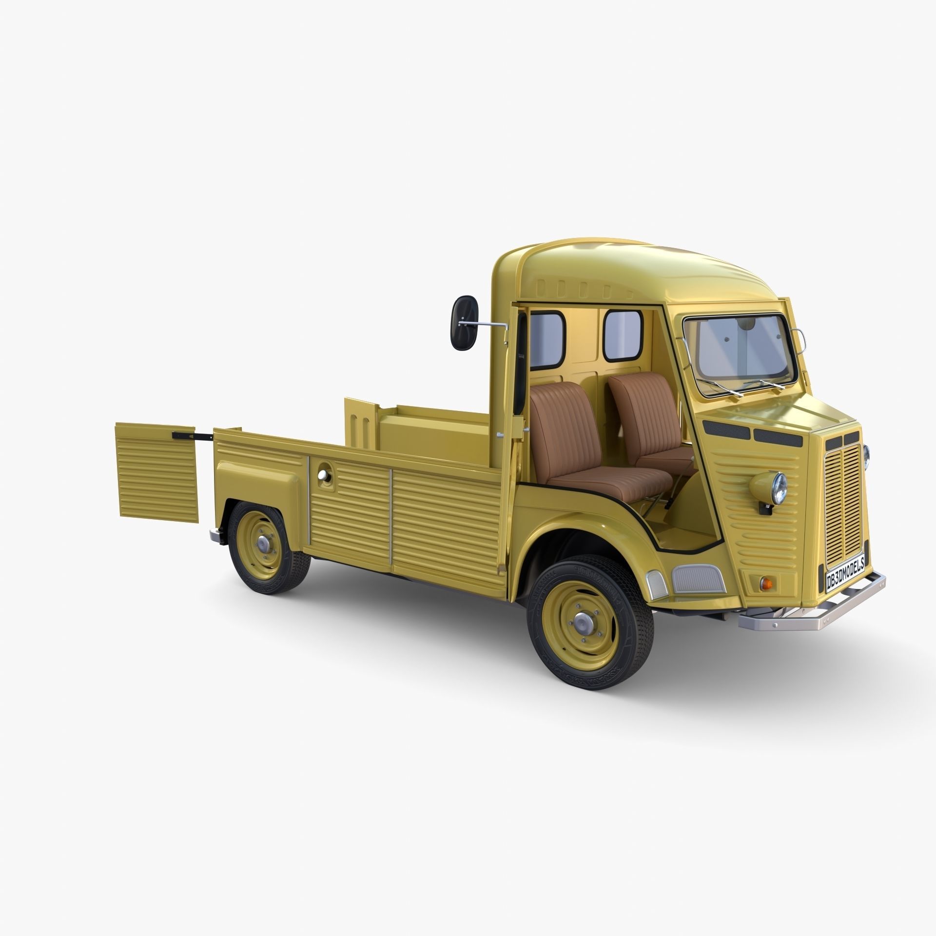 Generic 40s Van Pick Up with interior v3 3D model_17