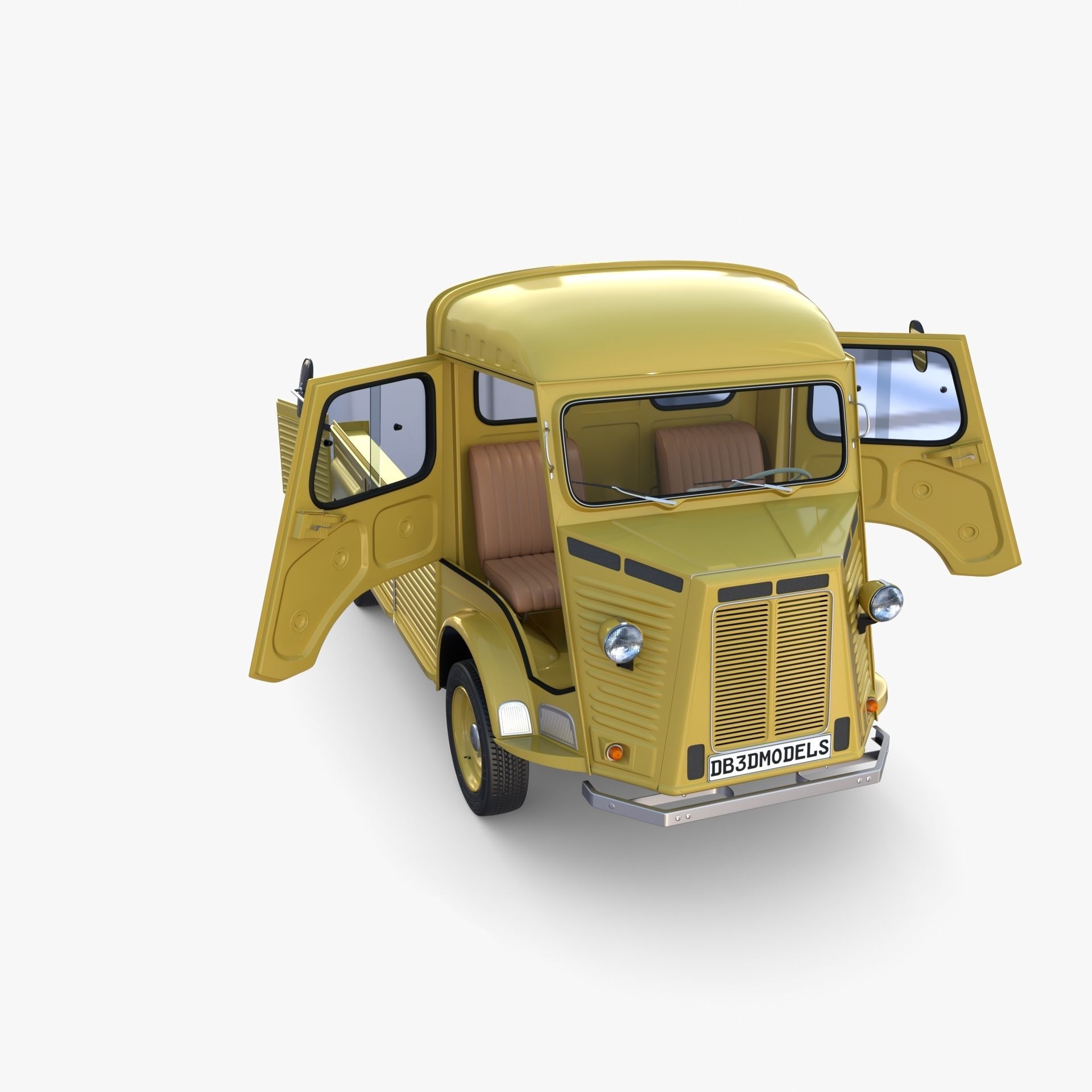 Generic 40s Van Pick Up with interior v3 3D model_19