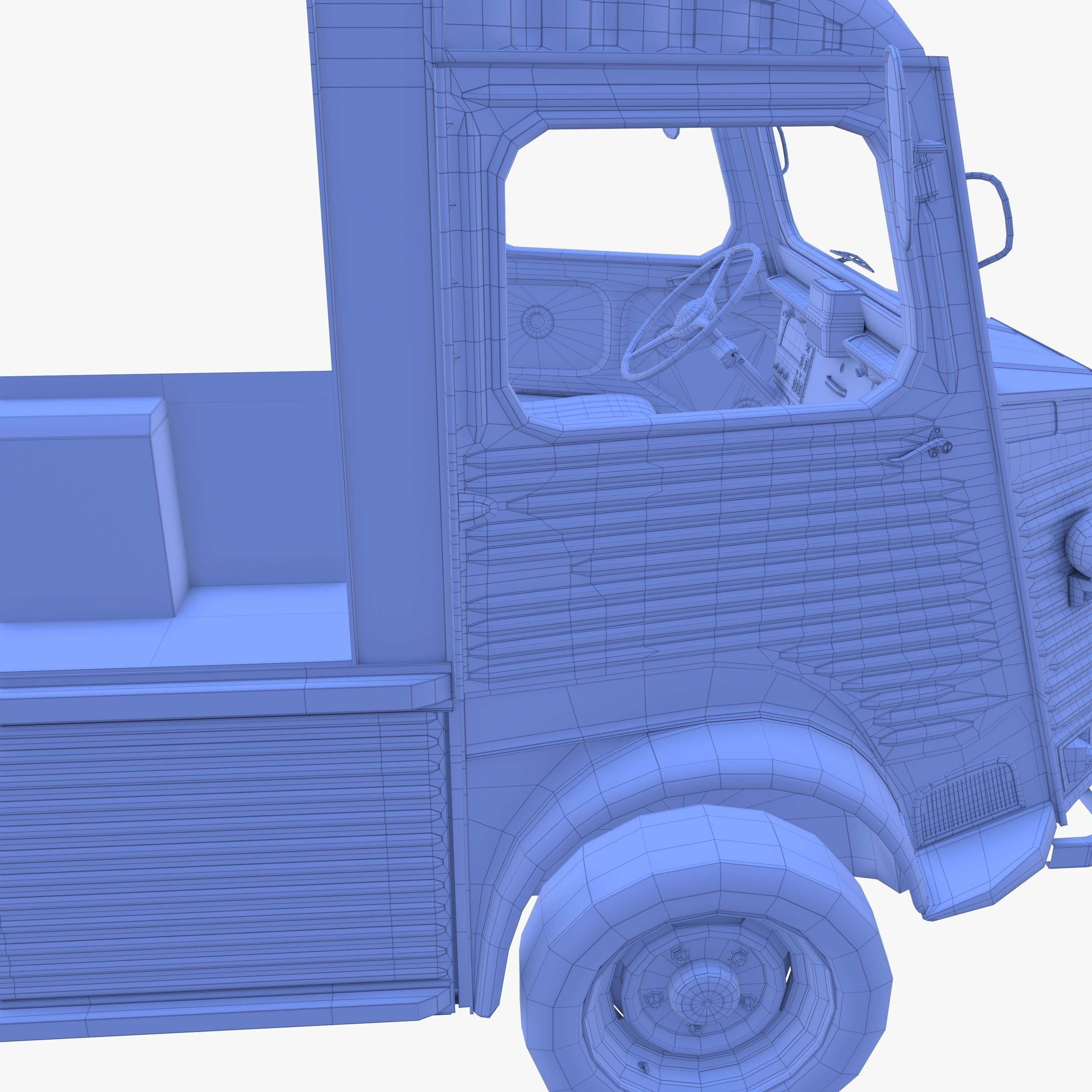 Generic 40s Van Pick Up with interior v3 3D model_35