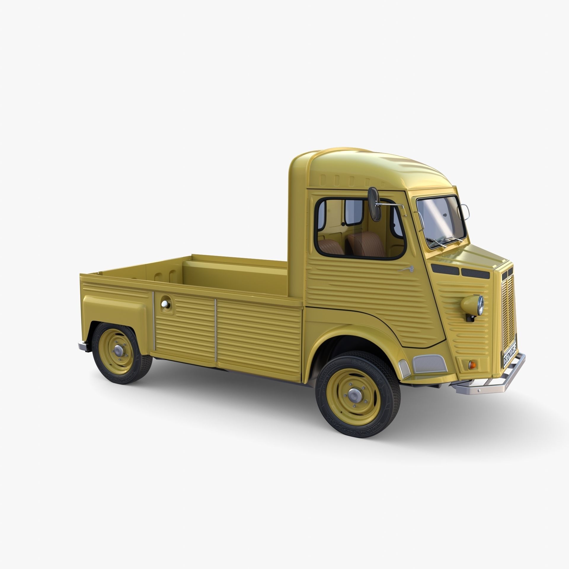 Generic 40s Van Pick Up with interior v3 3D model_5