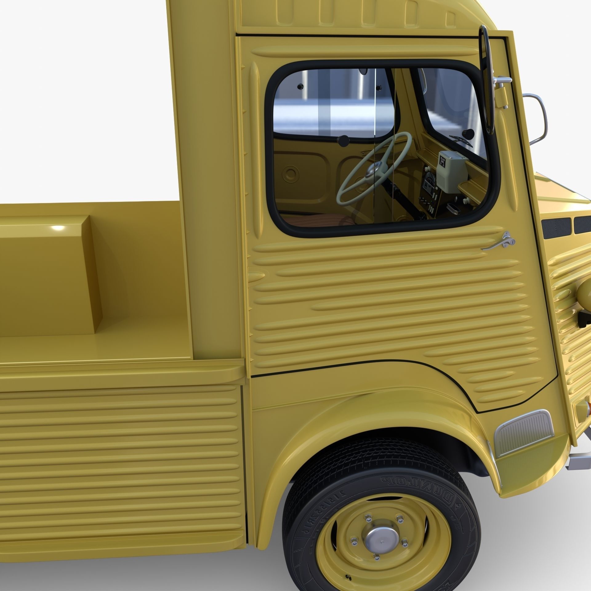 Generic 40s Van Pick Up with interior v3 3D model_11