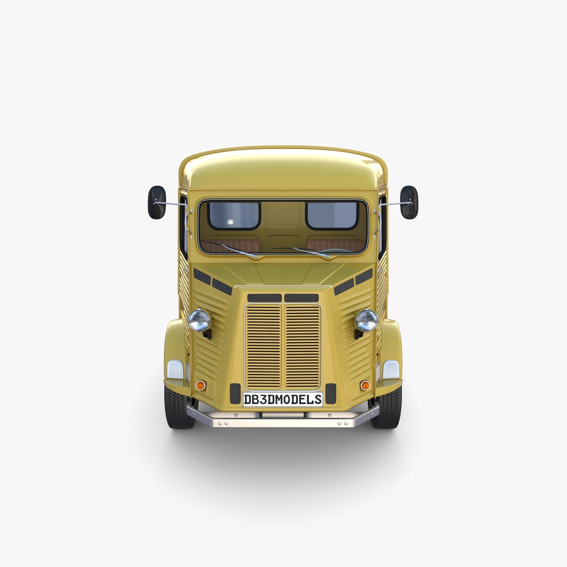 Generic 40s Van Pick Up with interior v3 3D model_1