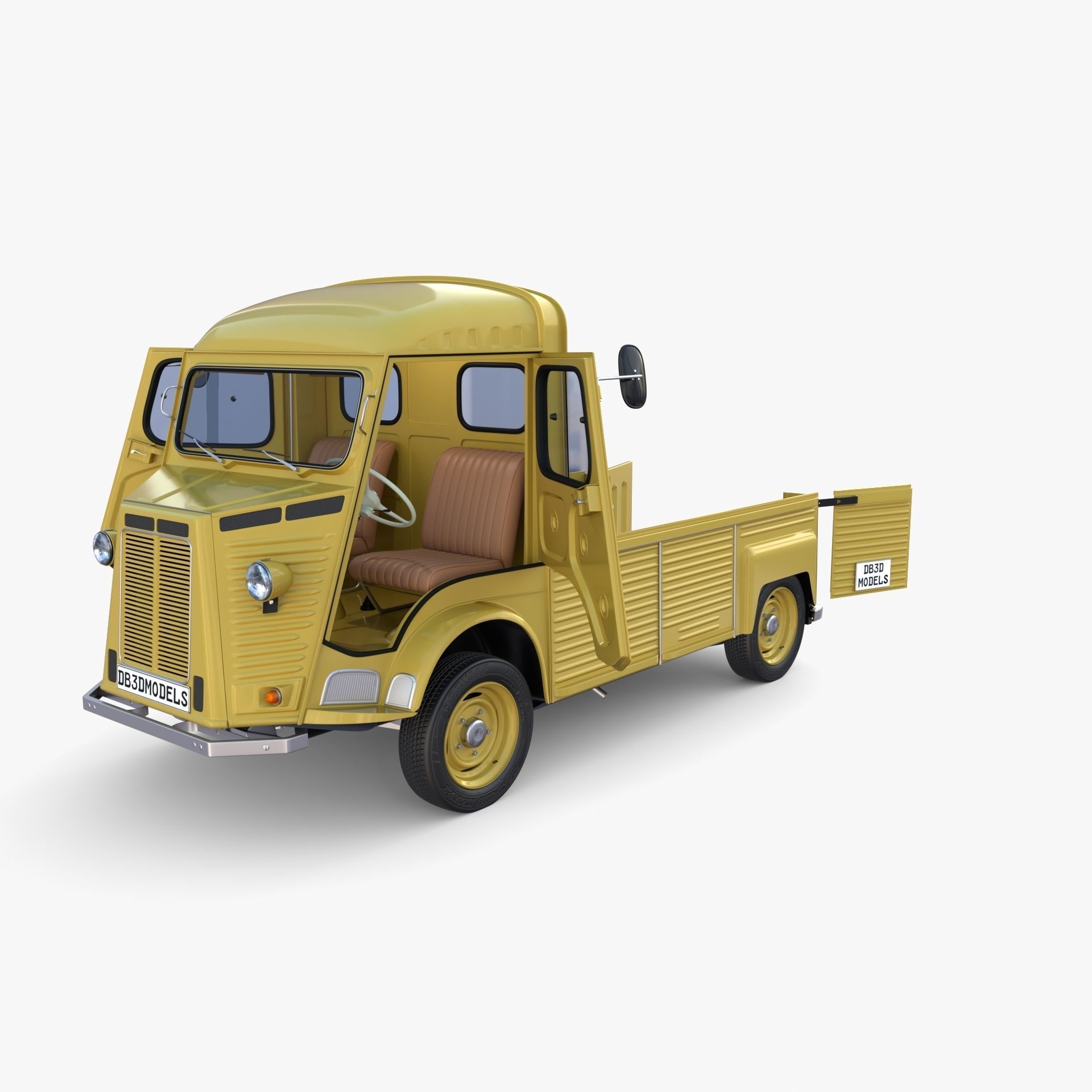 Generic 40s Van Pick Up with interior v3 3D model_13