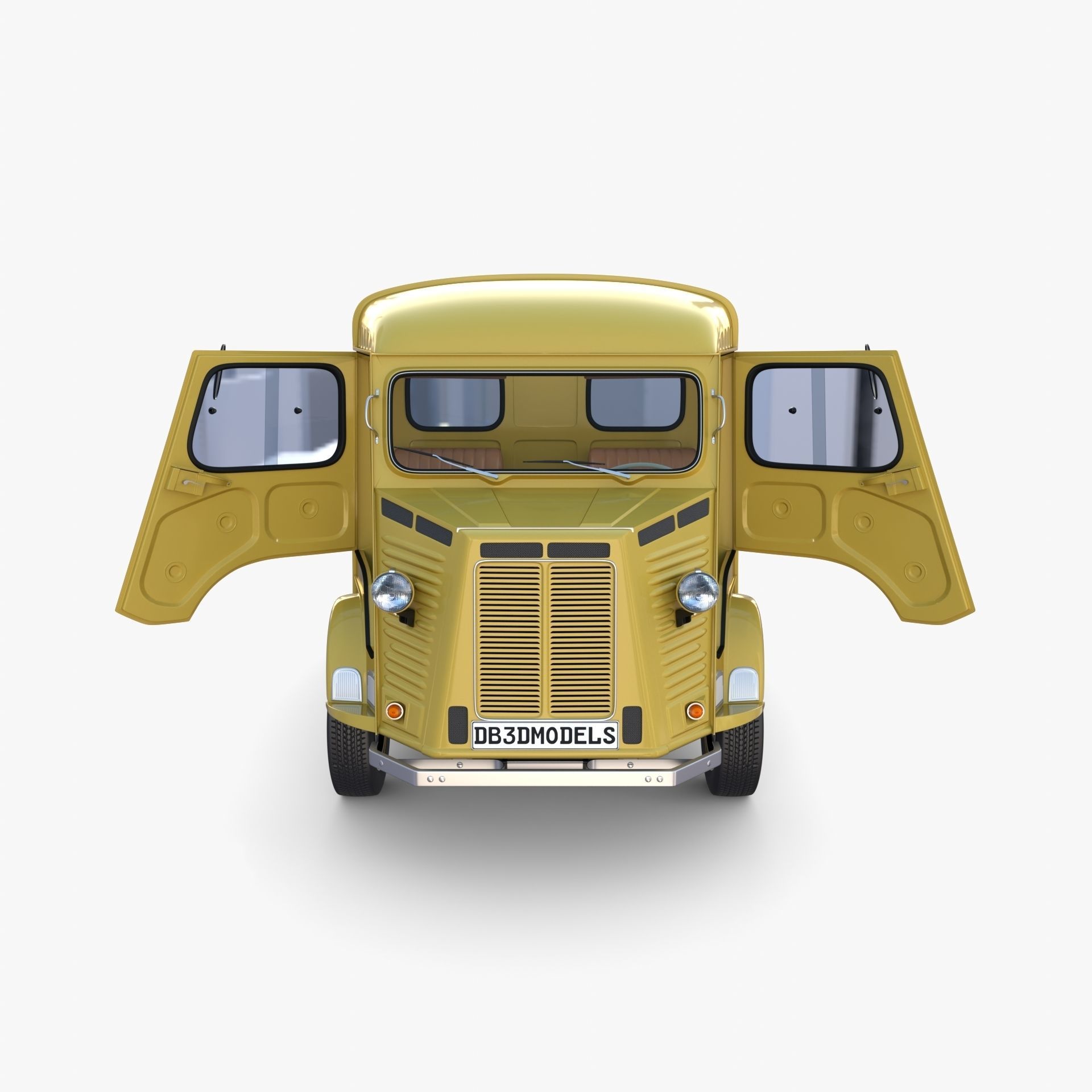 Generic 40s Van Pick Up with interior v3 3D model_12