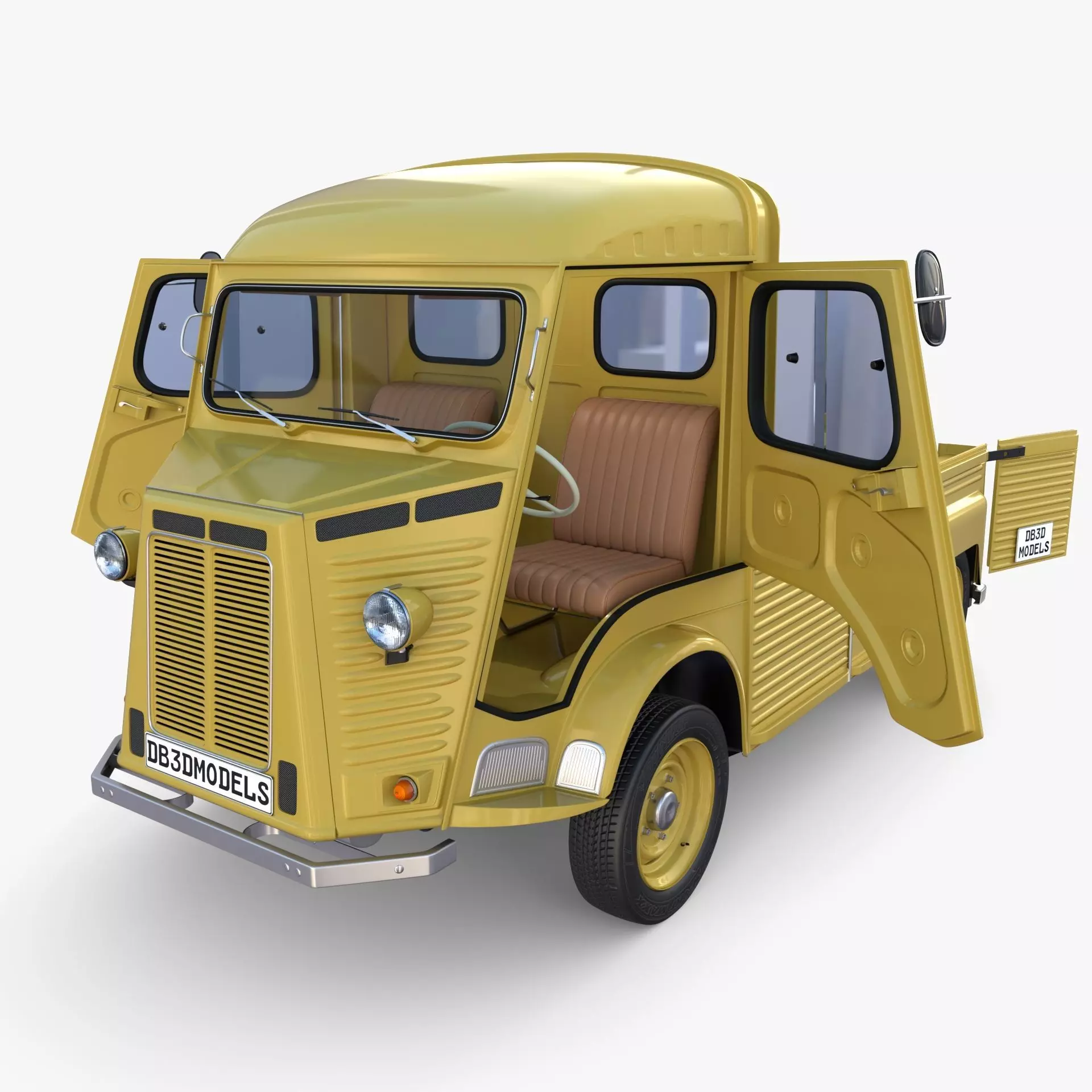 Generic 40s Van Pick Up with interior v3 3D model_0