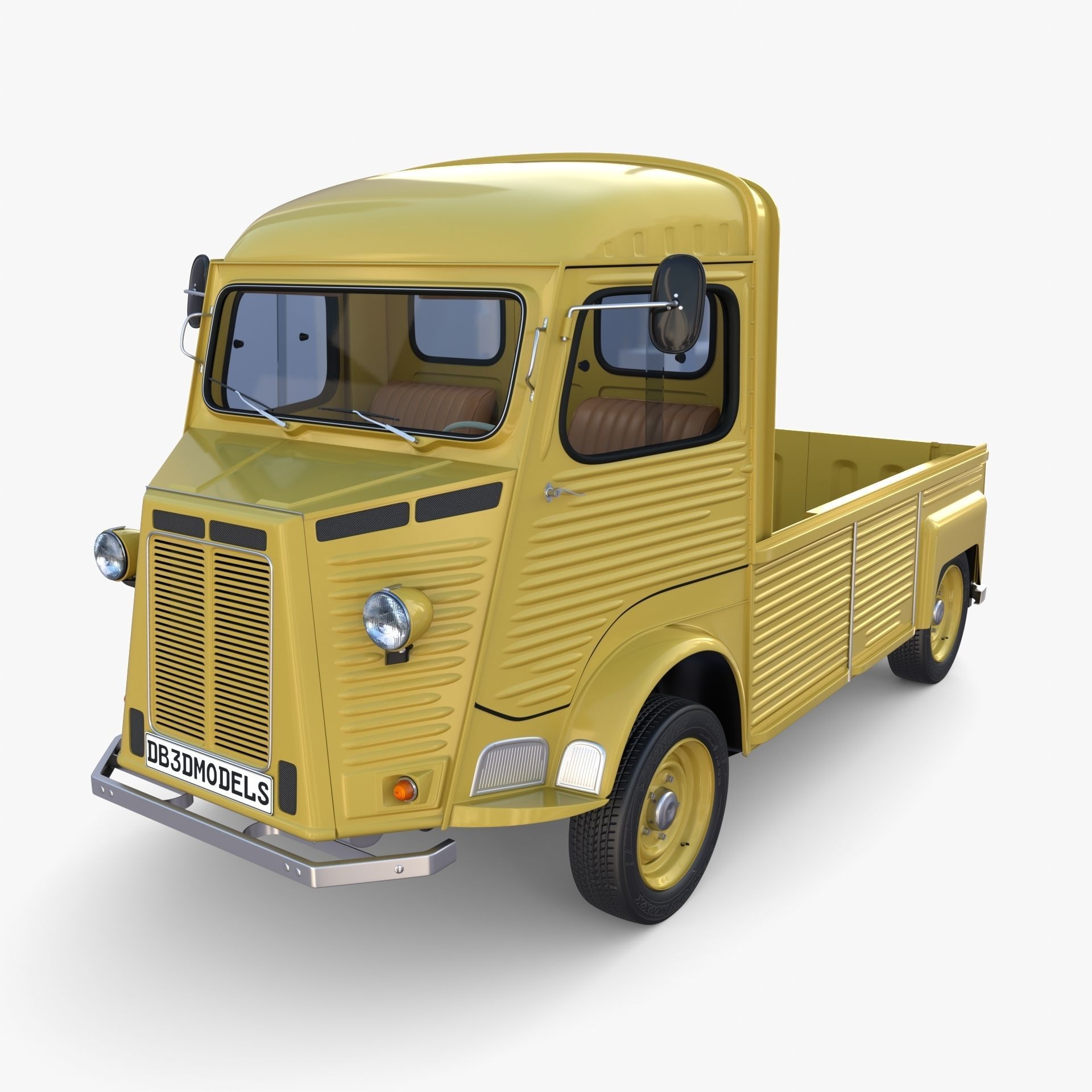 Generic 40s Van Pick Up with interior v3 3D model_9