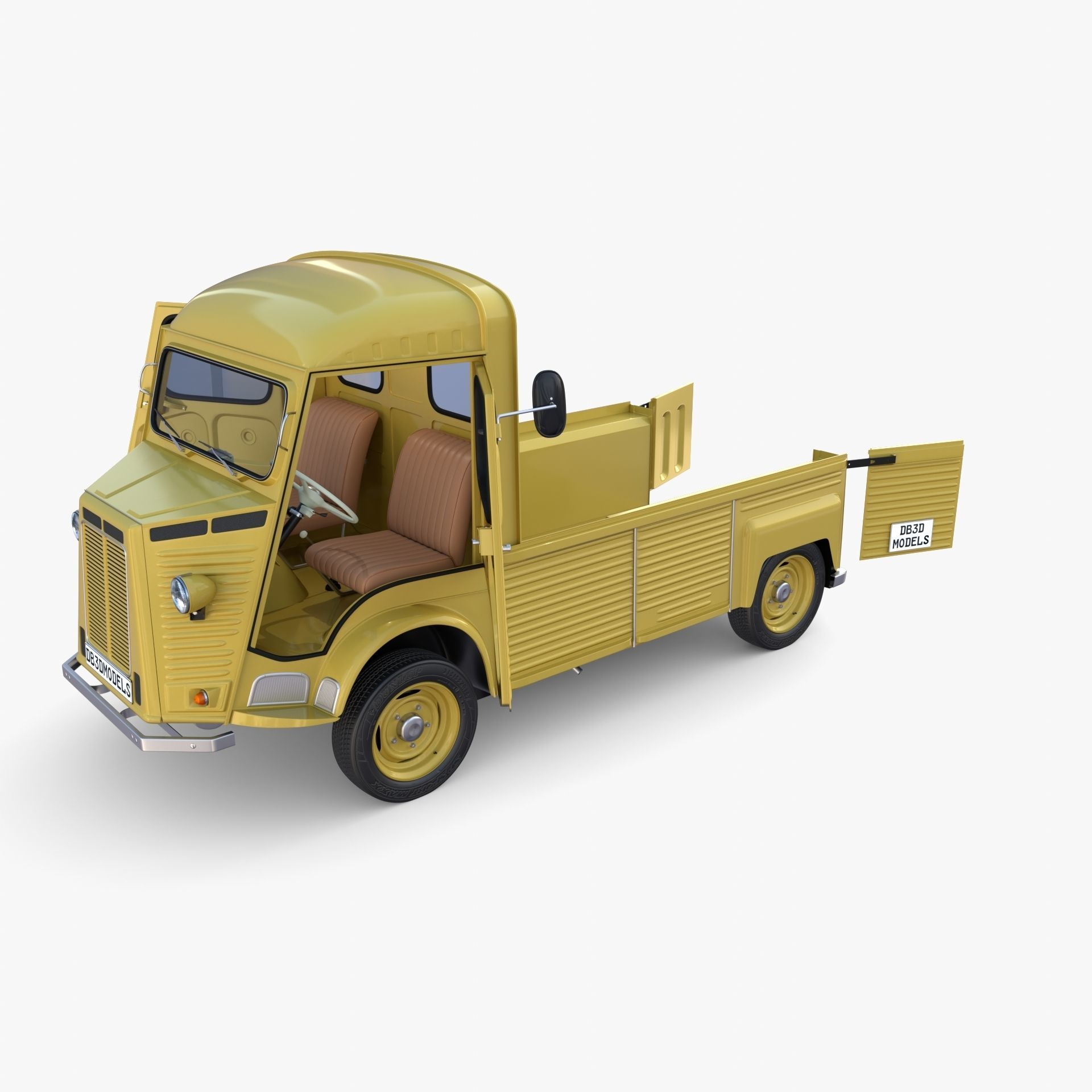 Generic 40s Van Pick Up with interior v3 3D model_18