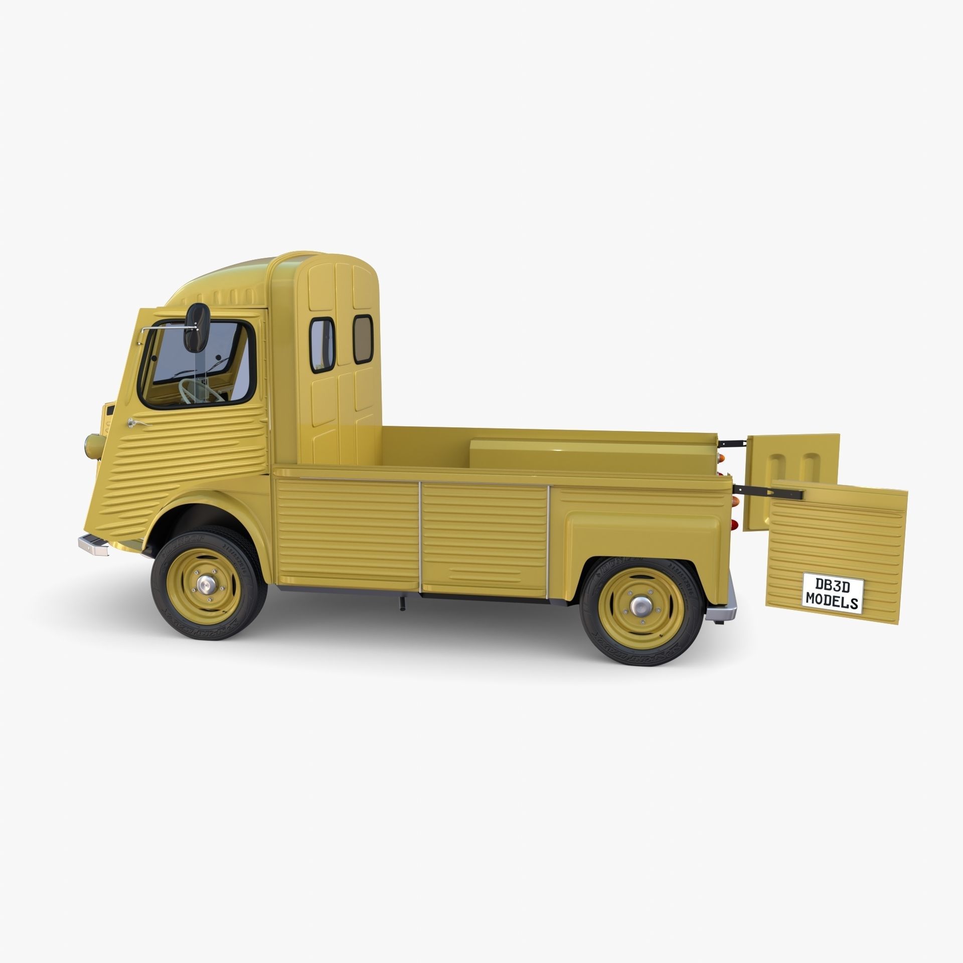 Generic 40s Van Pick Up with interior v3 3D model_14